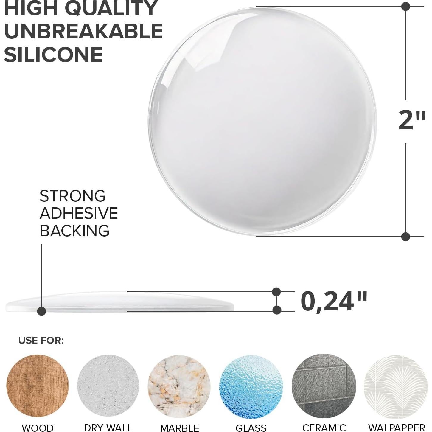 Topes de Puerta X-Protector 5.08 cm - 6 Piezas Silicona Transparente