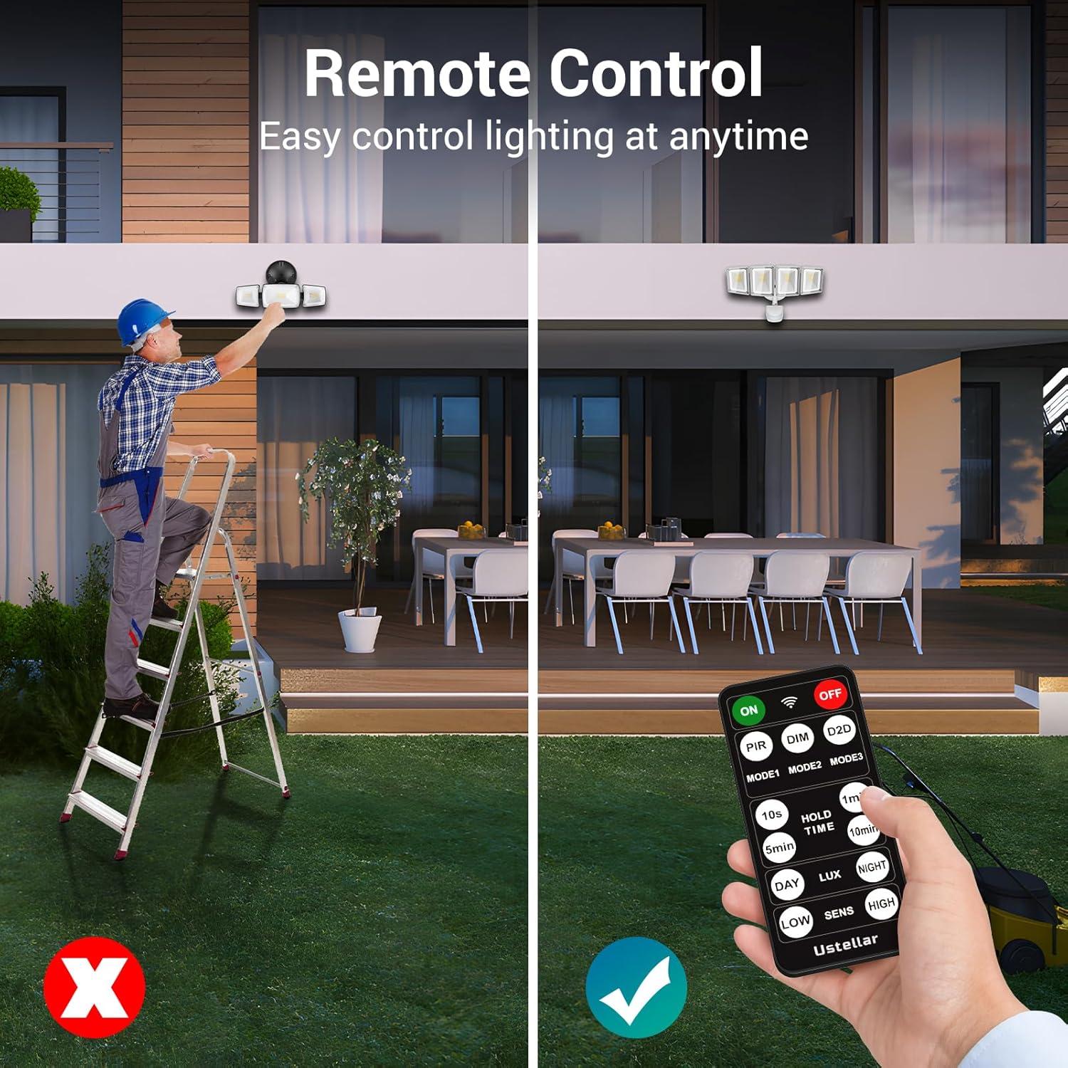 Luz de Seguridad LED USTELLAR 100W 10000LM con Sensor y Control Remoto