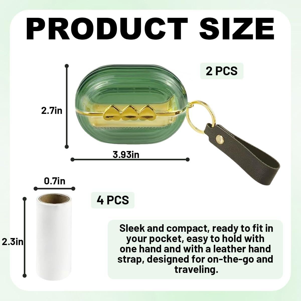 Rodillo Quitapelusas Portátil Esimple Verde con 4 Rollos Repuesto
