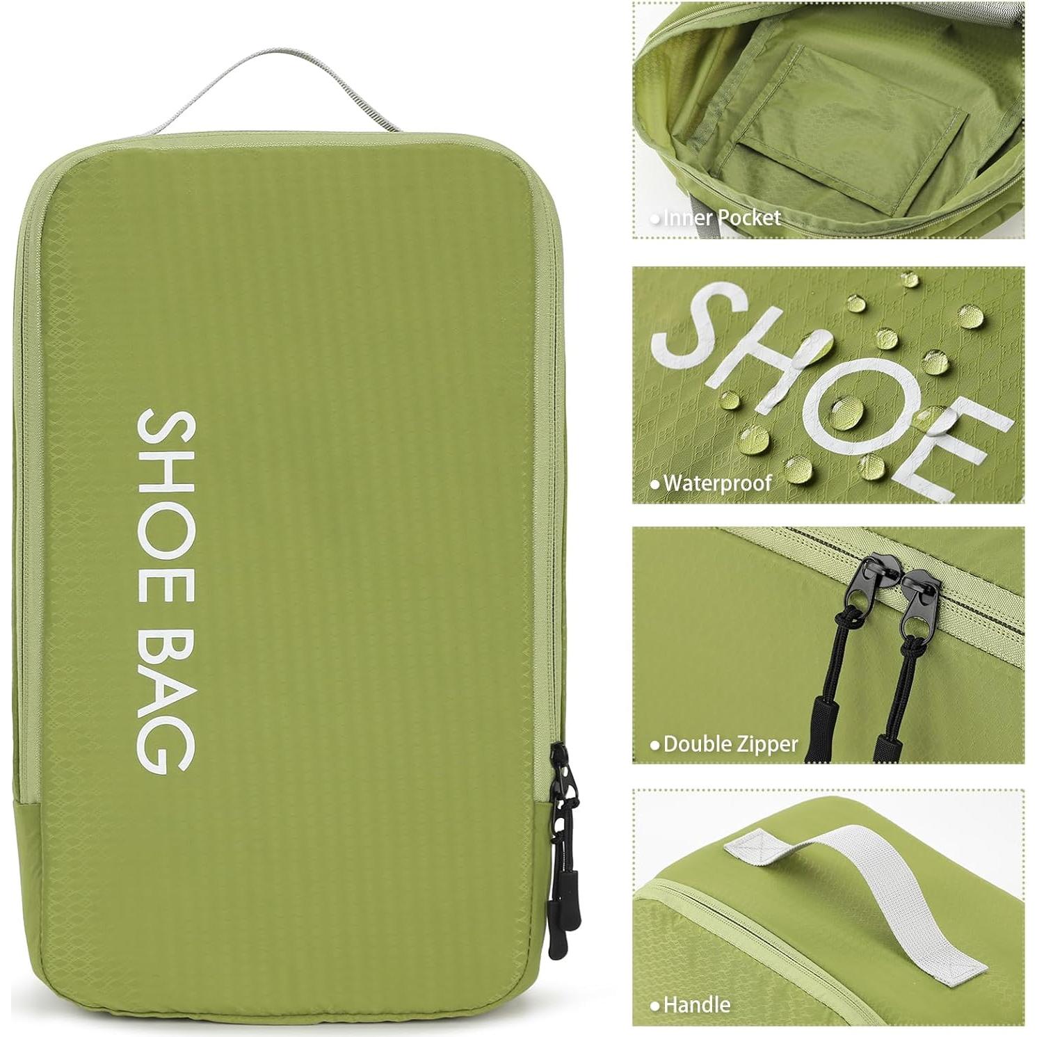 MissBoy Set de 2 Bolsas de Viaje para Zapatos Verde - Resistente al Agua