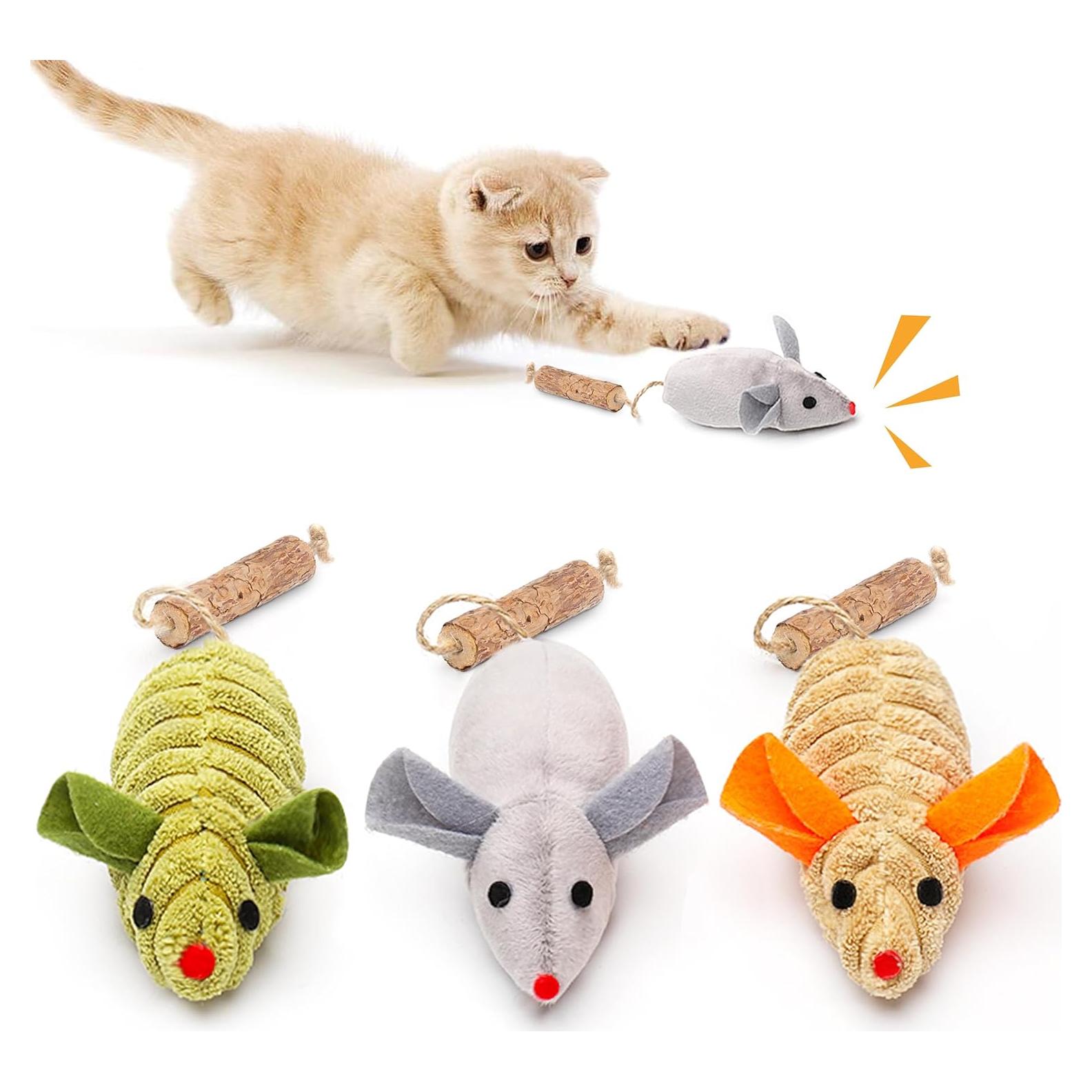 Juguetes para Gatos Potaroma - 3 Ratones Squeak Catnip 20cm