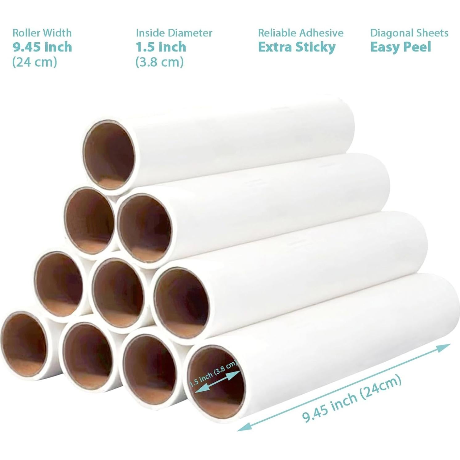 Recargas de Rodillo de Pelusa MINGRACE 24 cm - 10 Rollos 600 Hojas