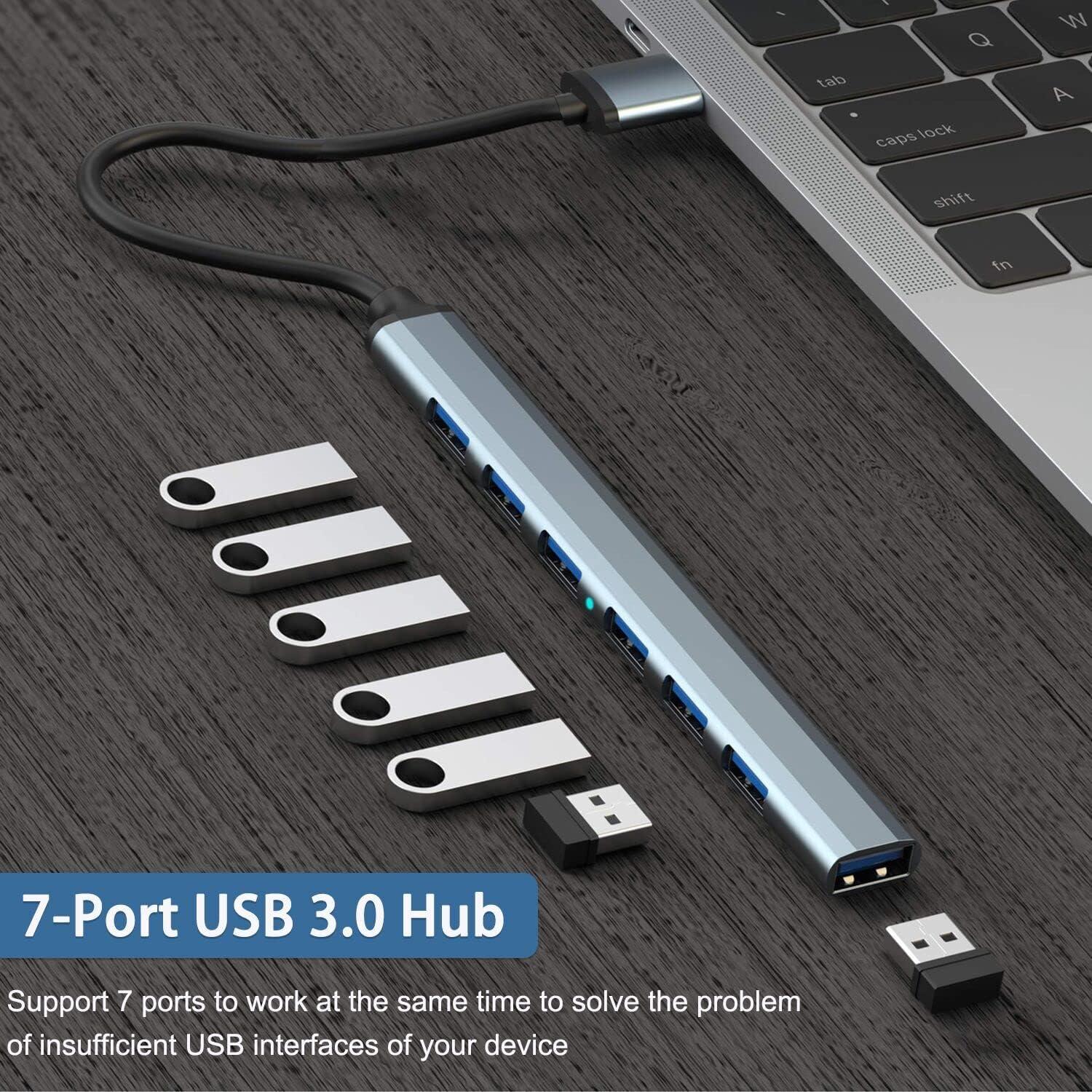 Hub USB 3.0 VIENON de Aluminio con 7 Puertos para Laptop y PC