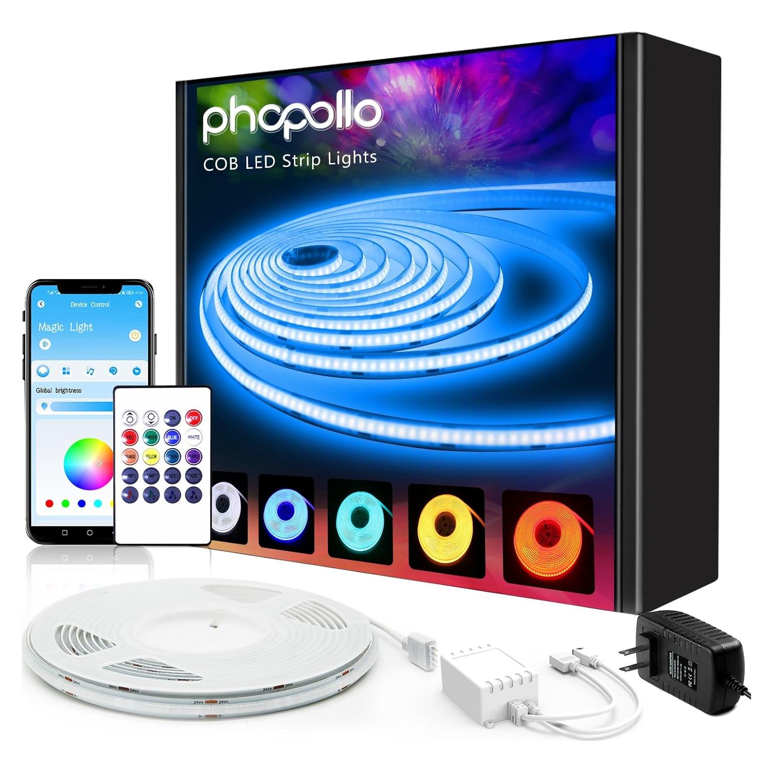 Tira LED COB Phopollo 5m Multicolor 576 LEDs 24V Control App