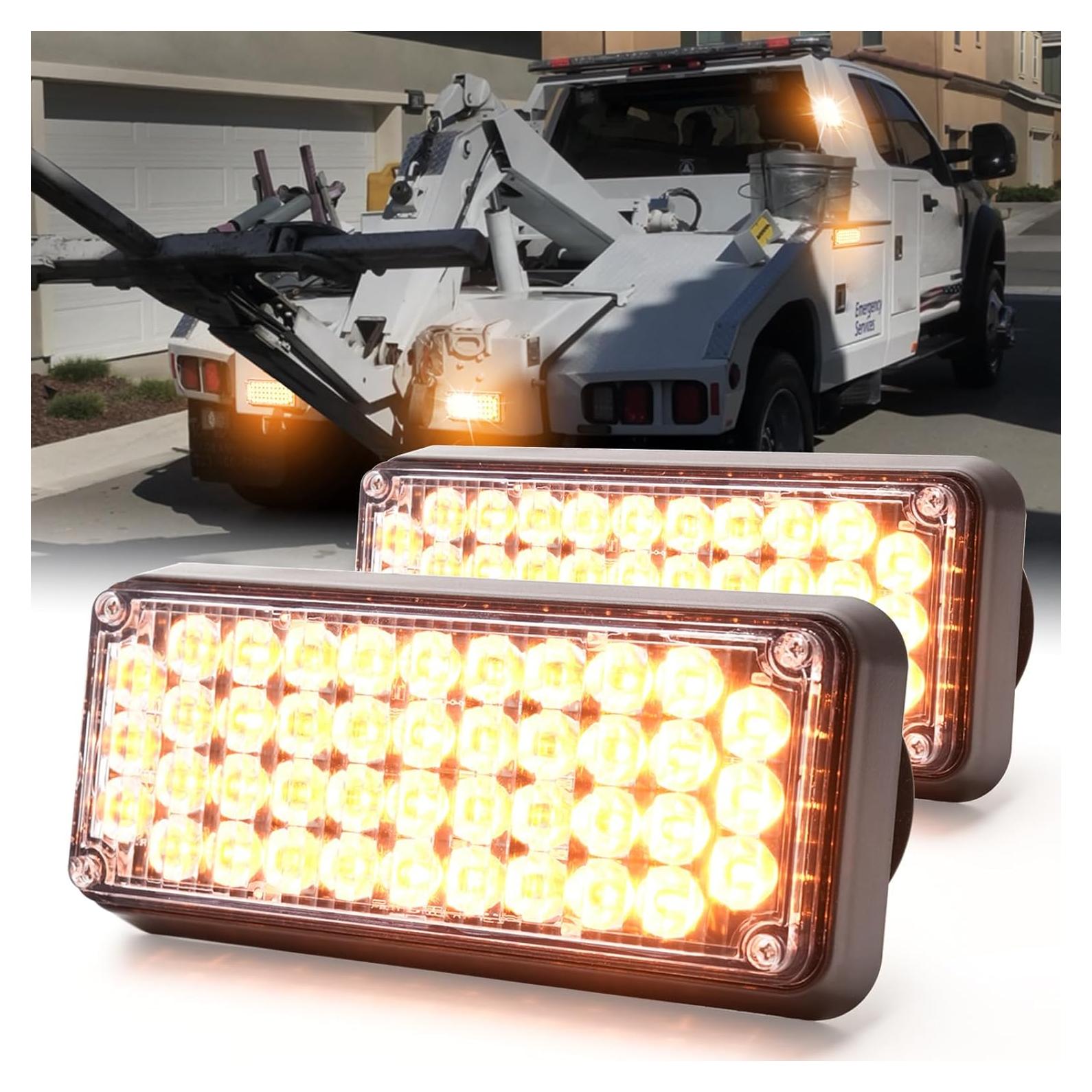 Luces Estroboscópicas LED de Emergencia BooYu 2 Pcs Ámbar