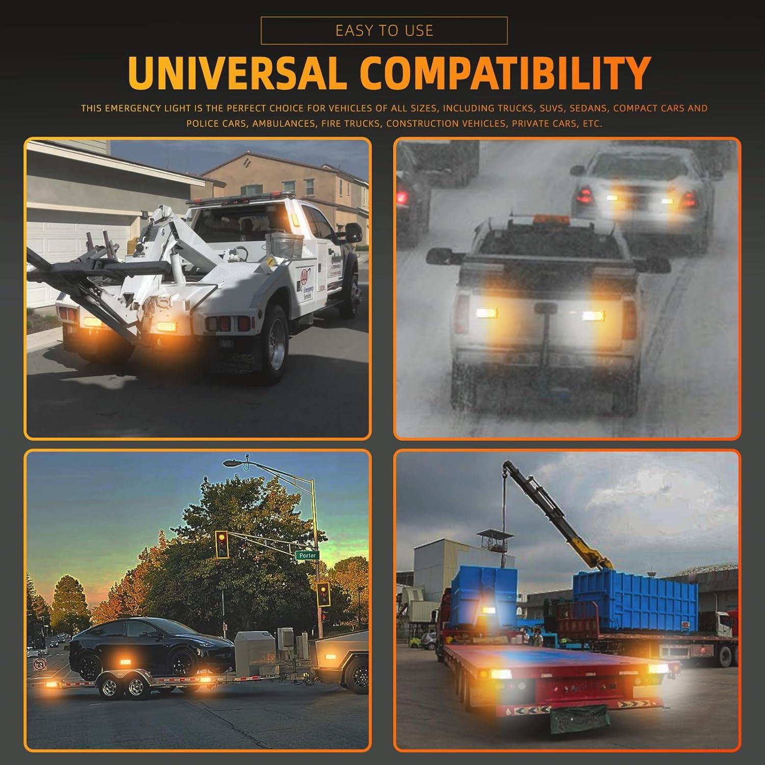 Luces Estroboscópicas LED de Emergencia BooYu 2 Pcs Ámbar