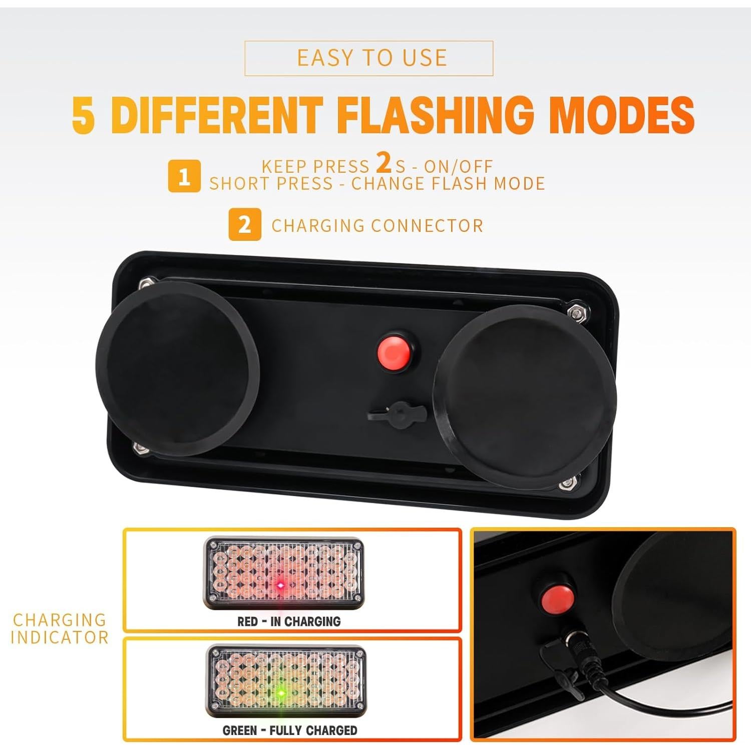 Luces Estroboscópicas LED de Emergencia BooYu 2 Pcs Ámbar