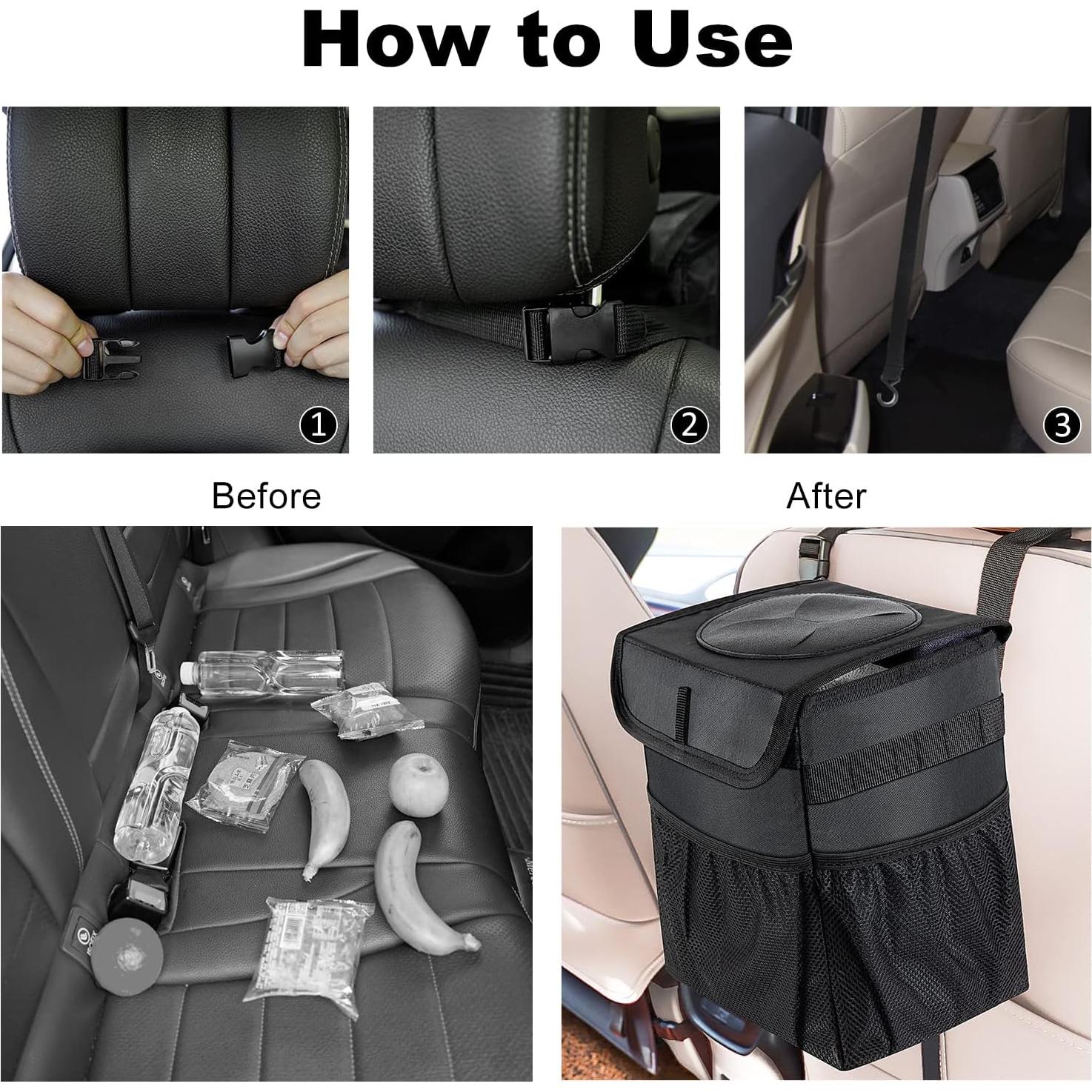 Basurero de Coche Plegable GPUSFAK Negro 9L Impermeable