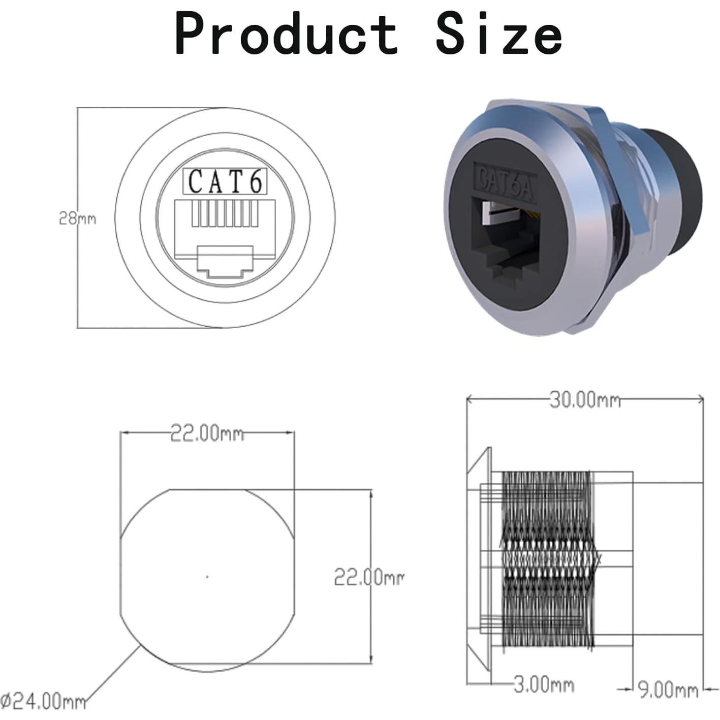 5 Conectores RJ45 Cat6 Montaje en Panel Impermeables ANMBEST