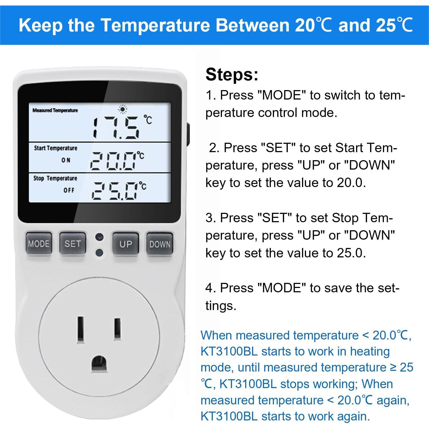 Termostato Digital KETOTEK KT3100BL con Sensor 3m 250V