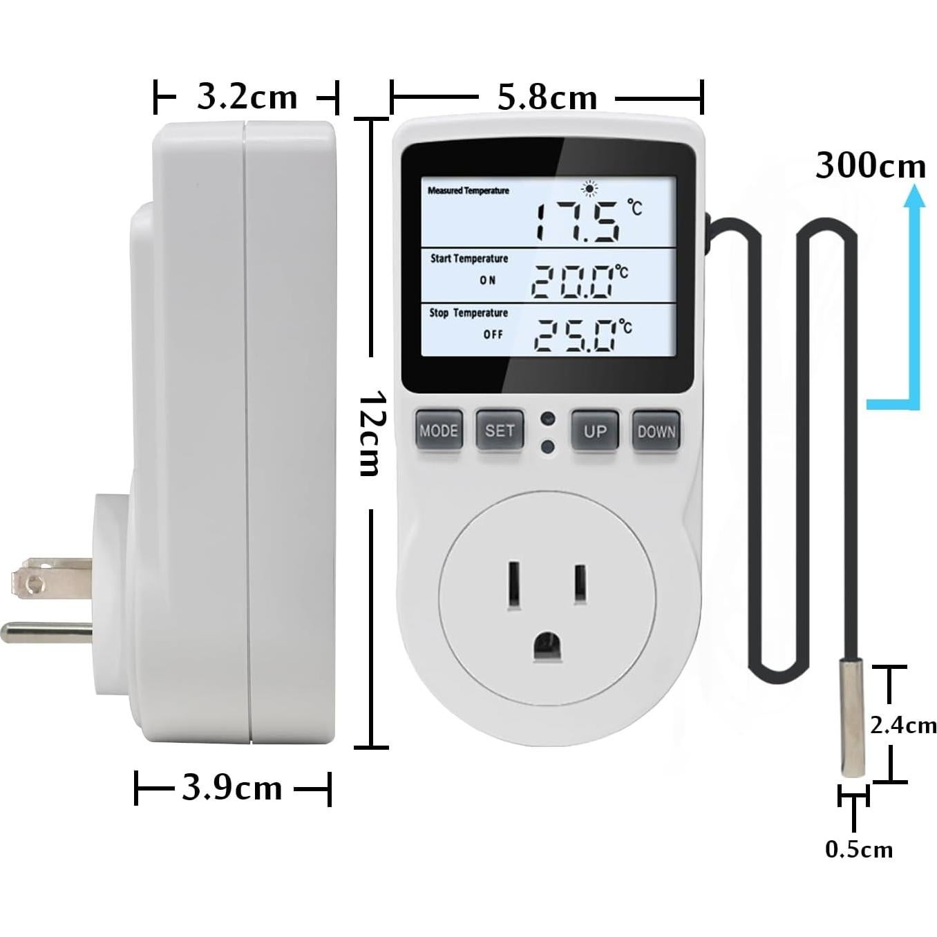 Termostato Digital KETOTEK KT3100BL con Sensor 3m 250V