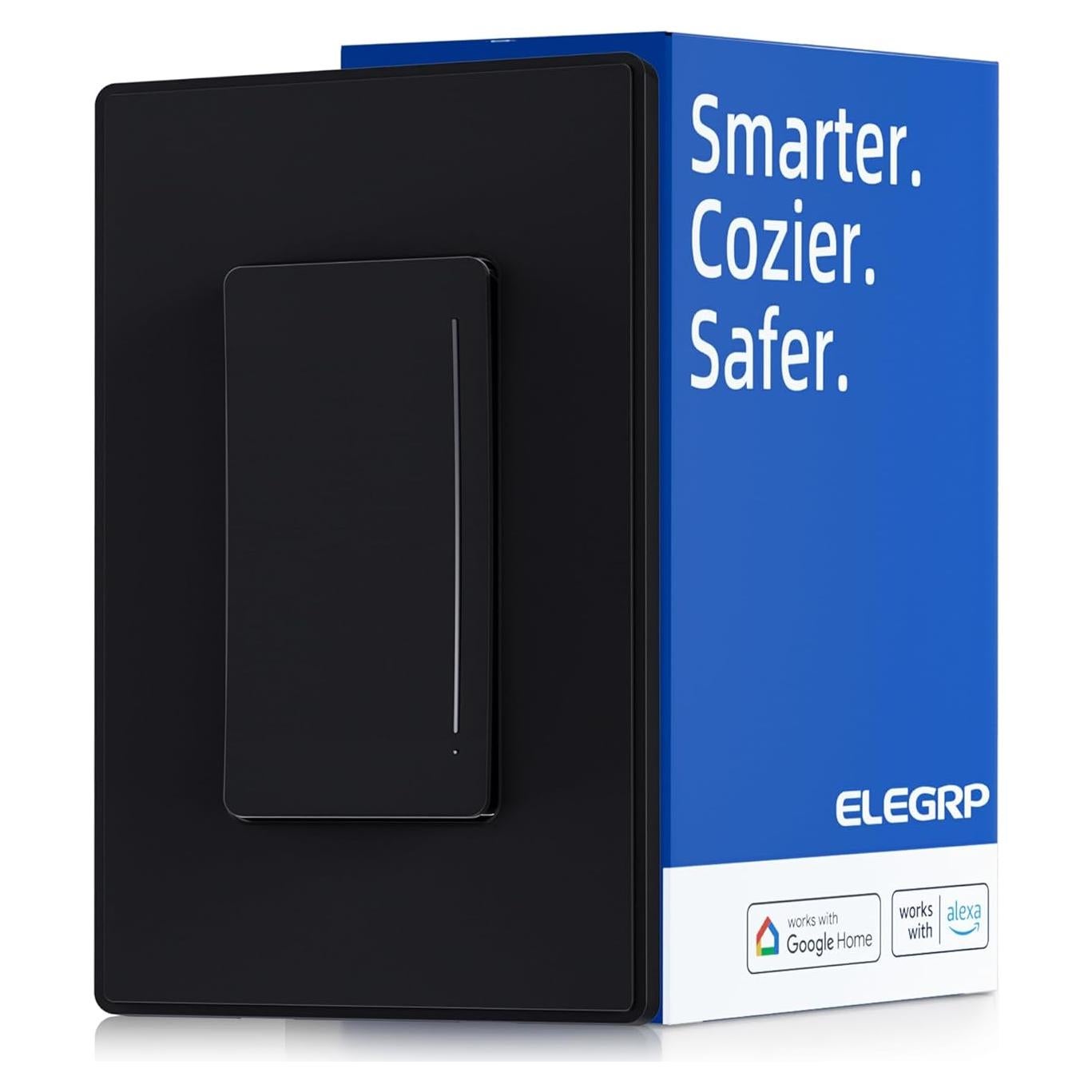Interruptor Regulador Inteligente ELEGRP DTR30 Wi-Fi Negro 3 Vías