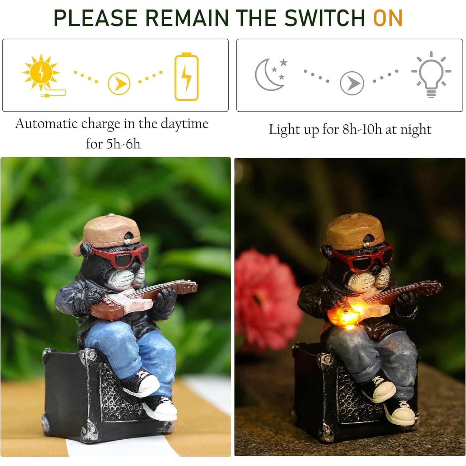 Estatua de Perro Solar FOXMIS para Jardín - Decoración Exterior