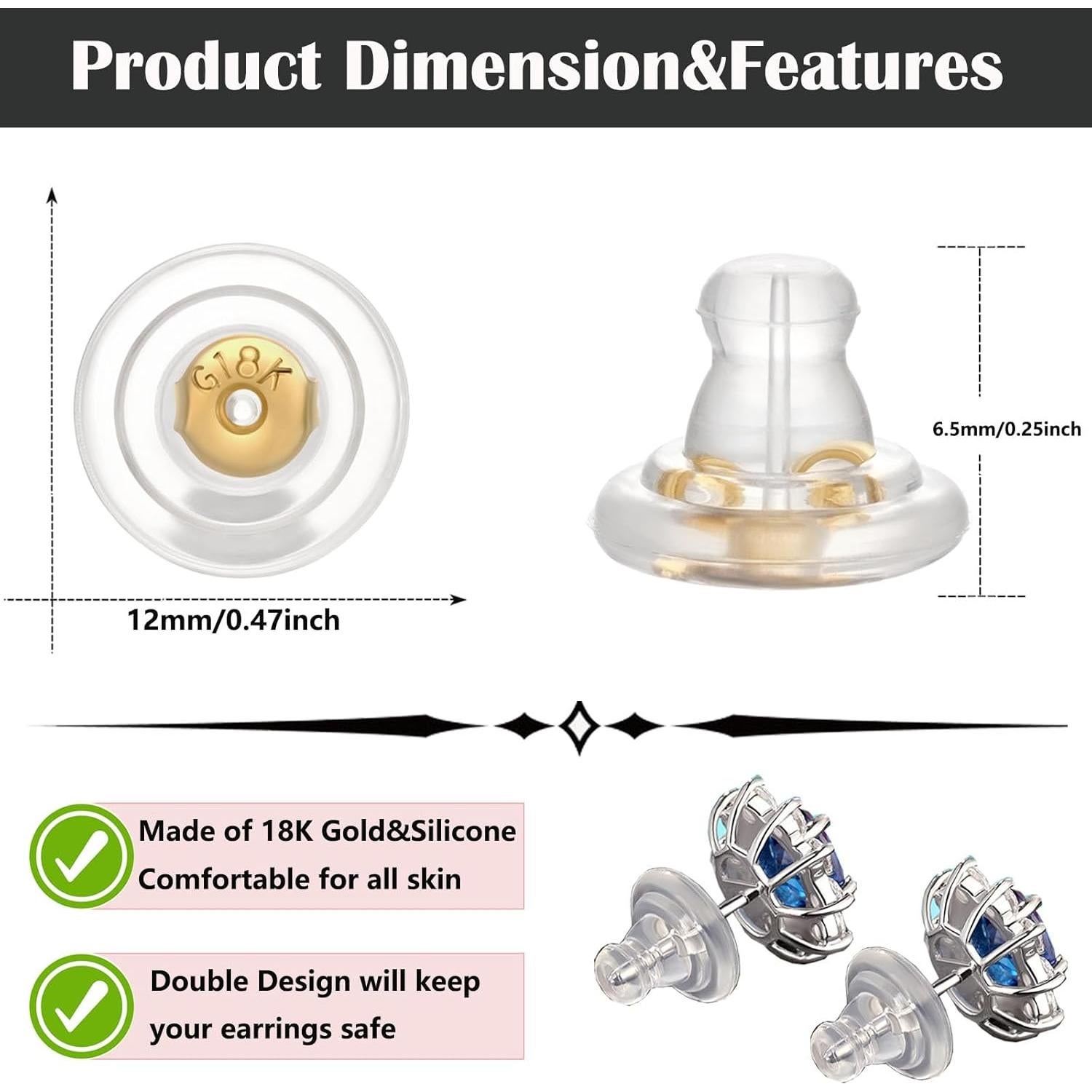 Resortes de Silicona para Pendientes Formulen 6pcs Hipoalergénicos