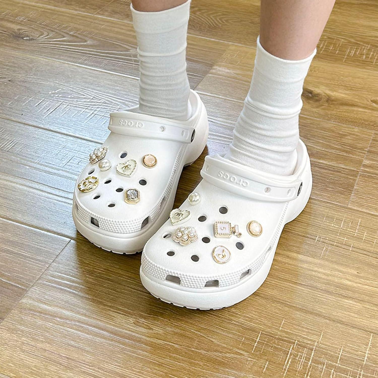 Encantos para Zapatos Brillantes Dorados - 12 Accesorios Unisex