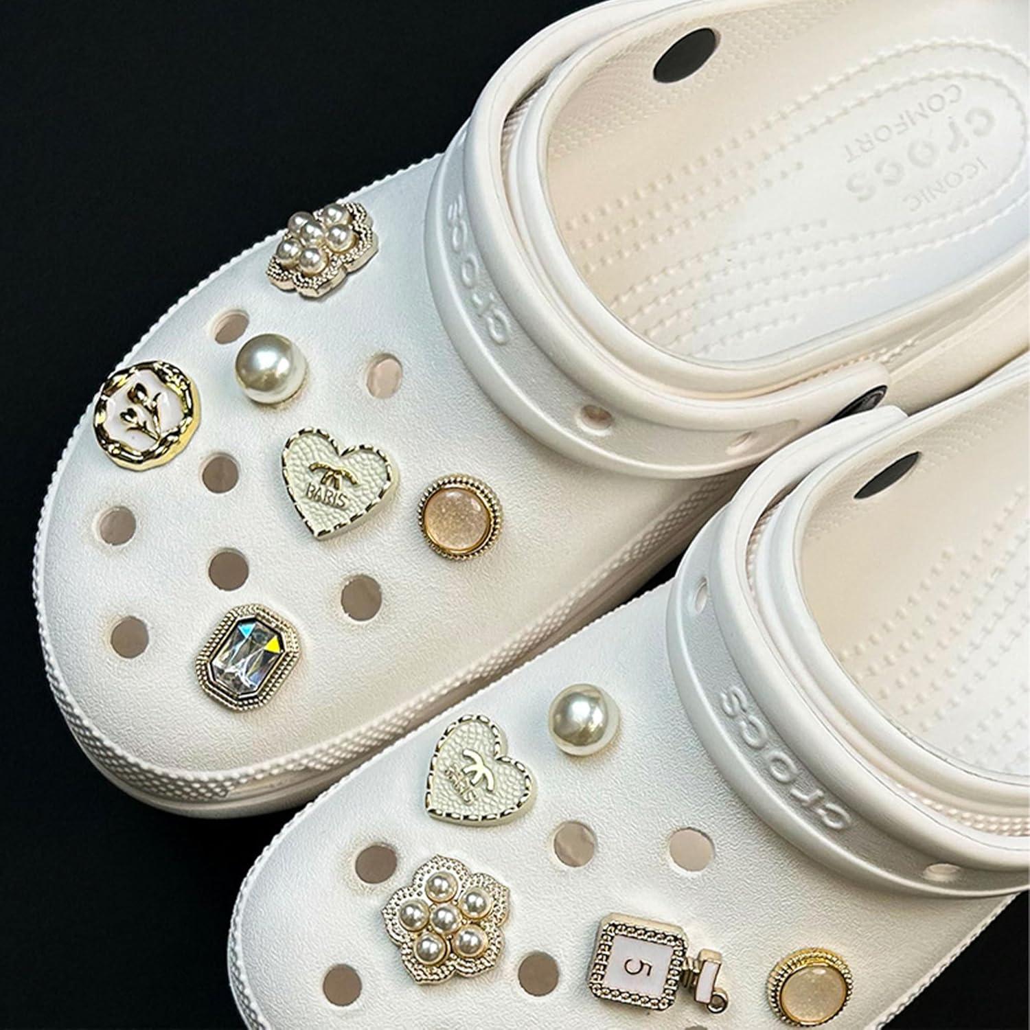 Encantos para Zapatos Brillantes Dorados - 12 Accesorios Unisex