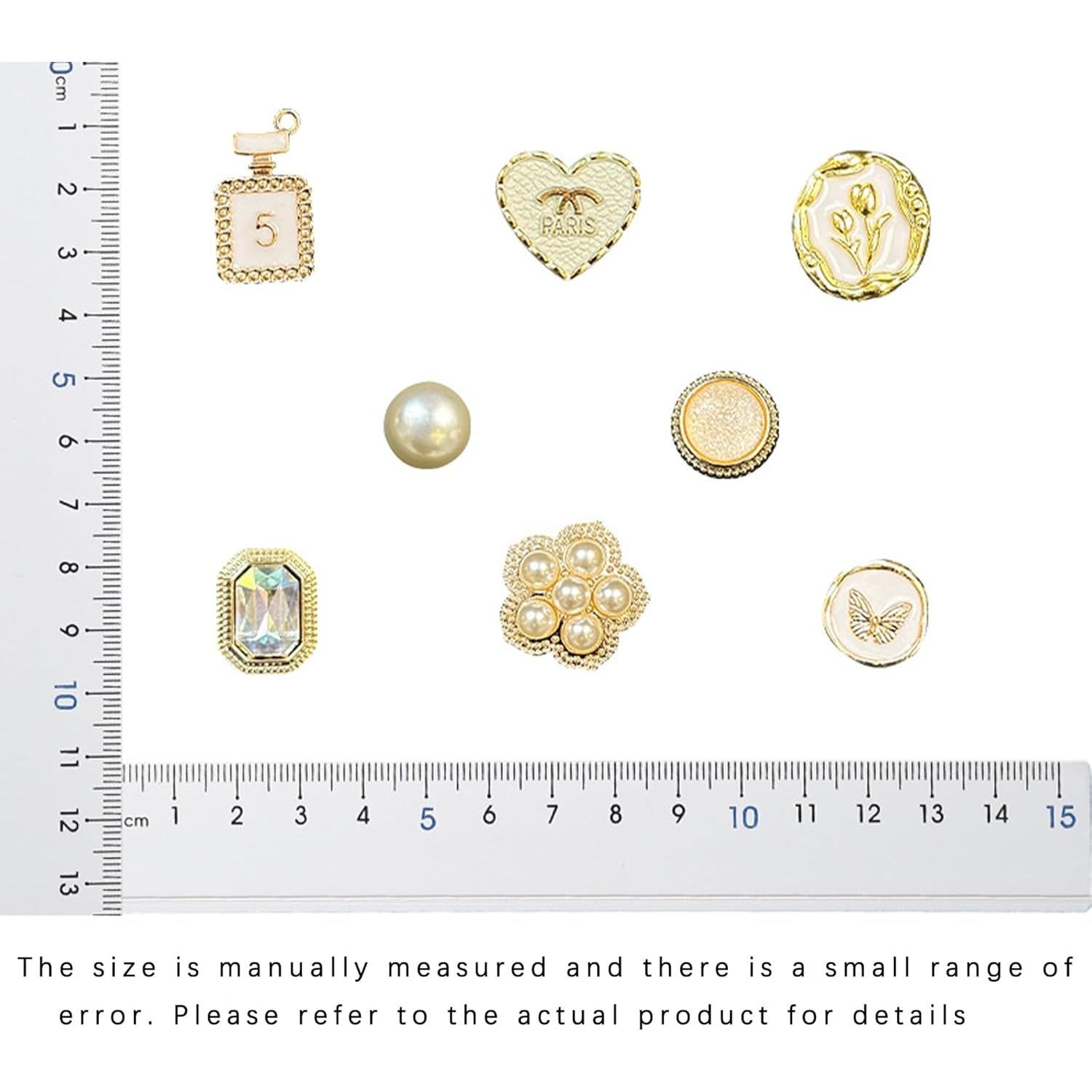 Encantos para Zapatos Brillantes Dorados - 12 Accesorios Unisex