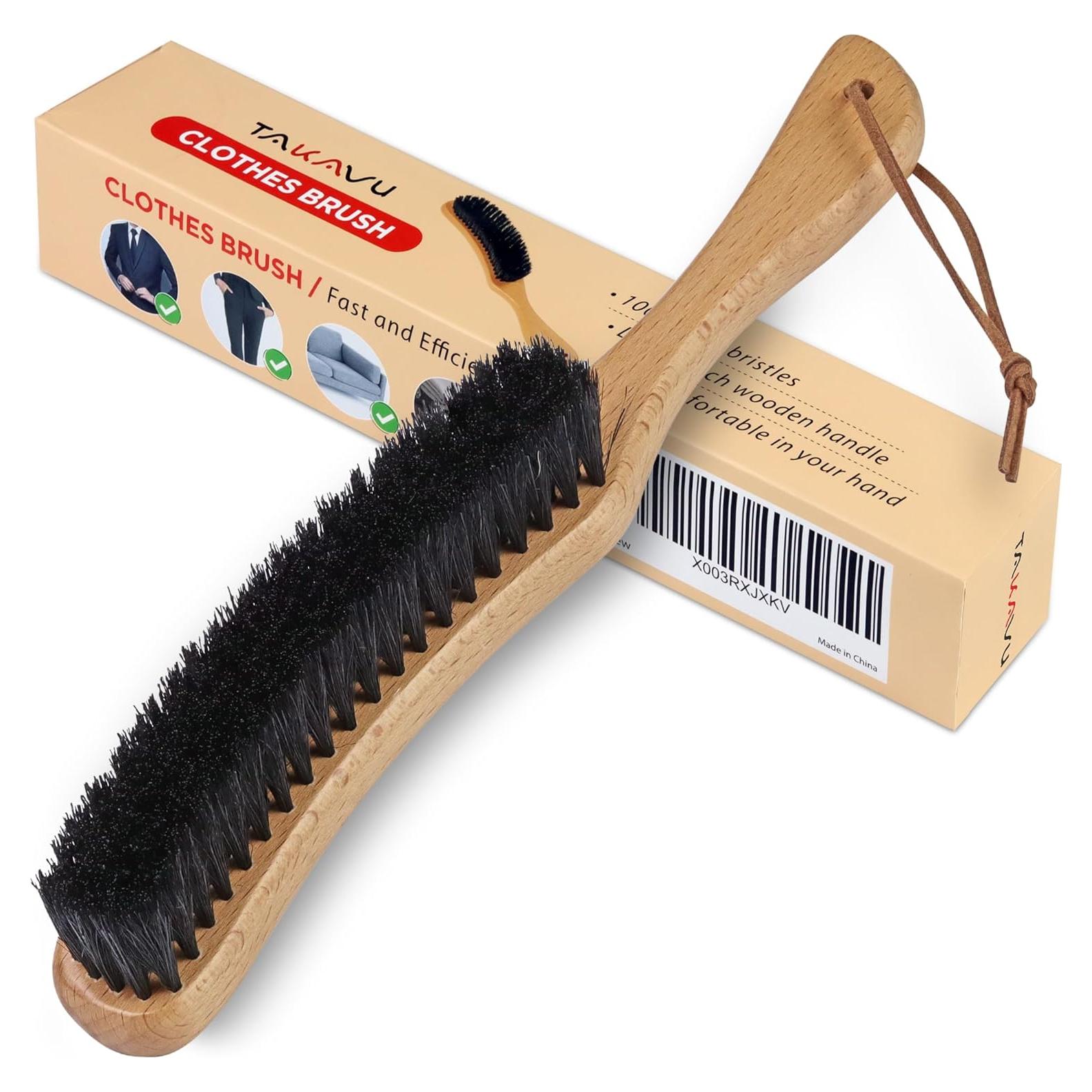Cepillo de Ropa TAKAVU con Cerdas de Jabalí y Mango de Madera