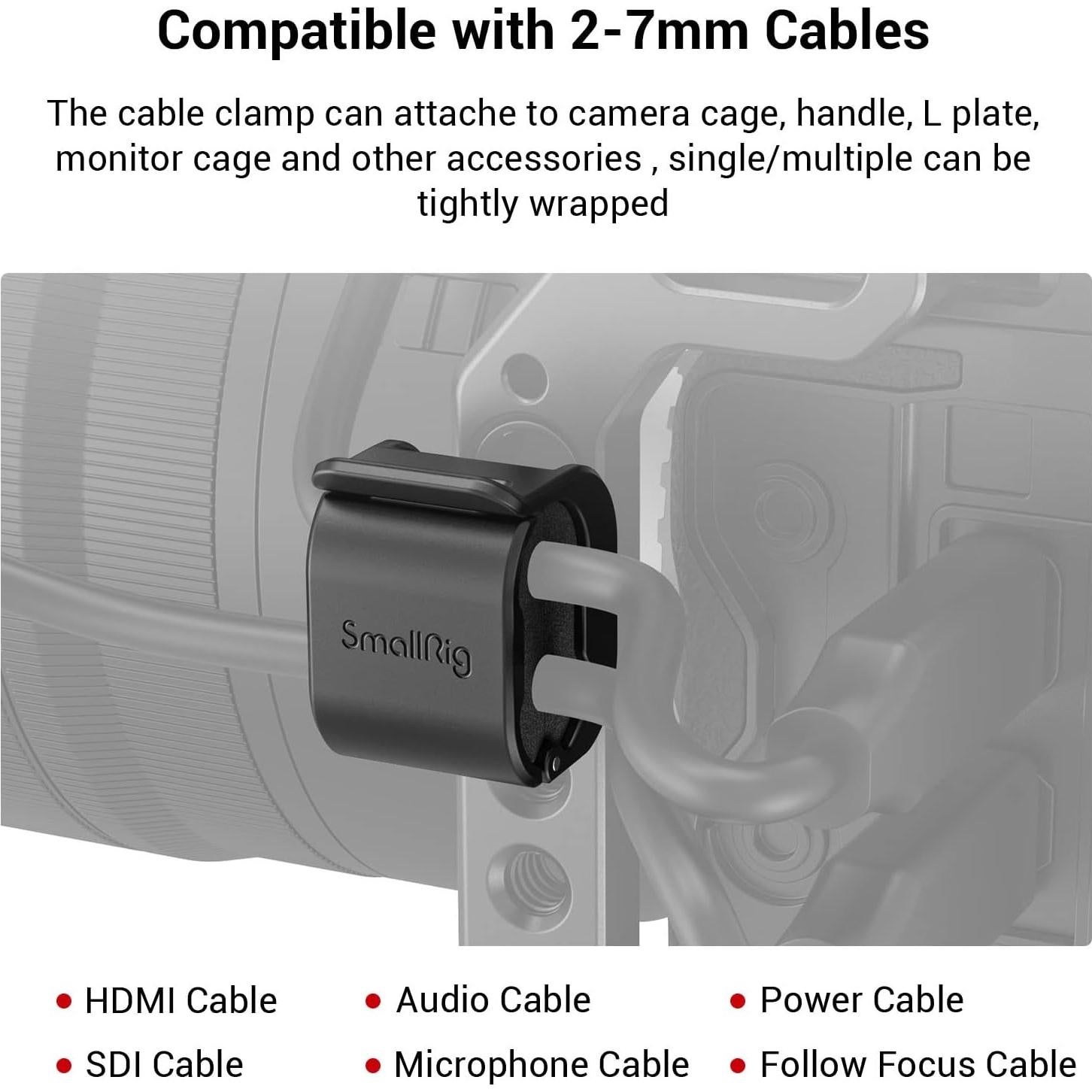 Abrazadera para Cámara SmallRig 4 pcs Soporte de Cable 2-7mm