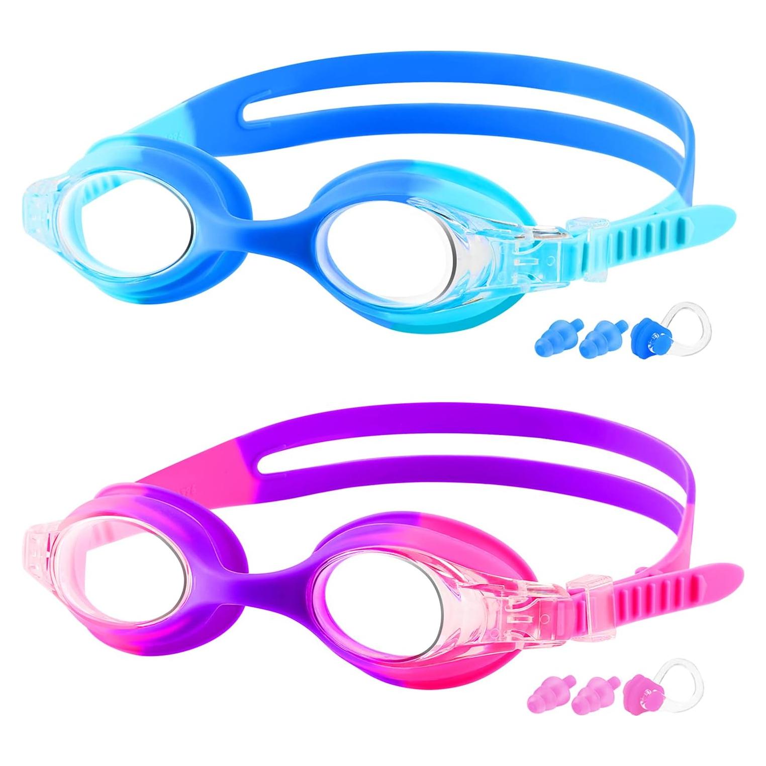 Gafas de natación COOLOO para niños, 2 paquetes, anti-vaho