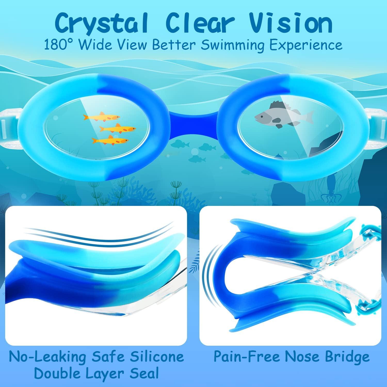 Gafas de natación COOLOO para niños, 2 paquetes, anti-vaho