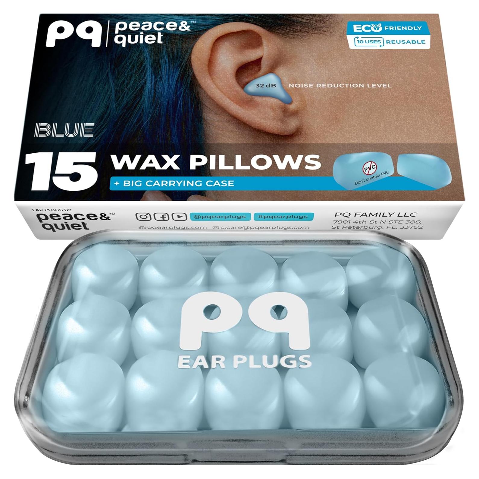 Tapones de Oído de Cera PQ Azul para Dormir y Nadar - 32 dB