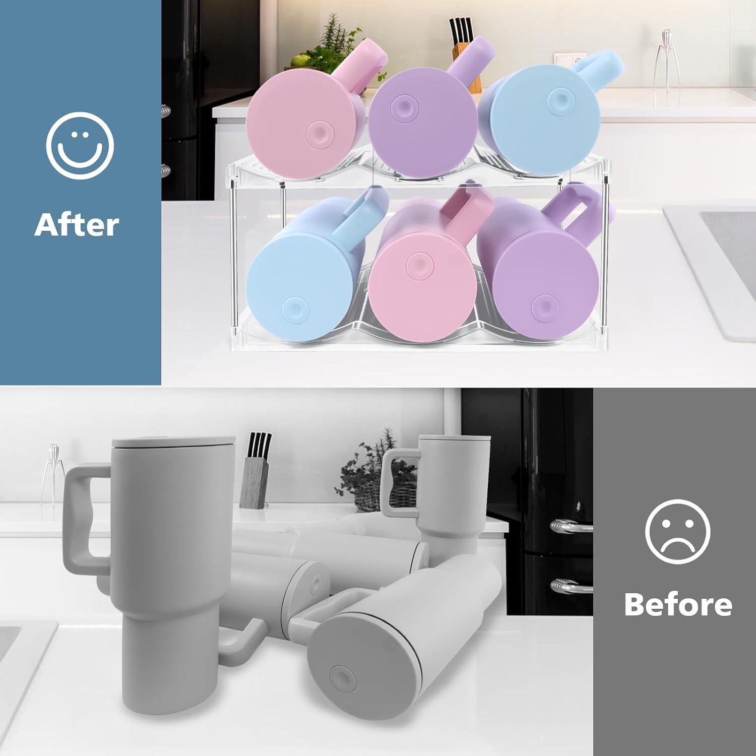 Organizador de Botellas de Agua HKNMTT 2 Niveles 40 oz Transparente