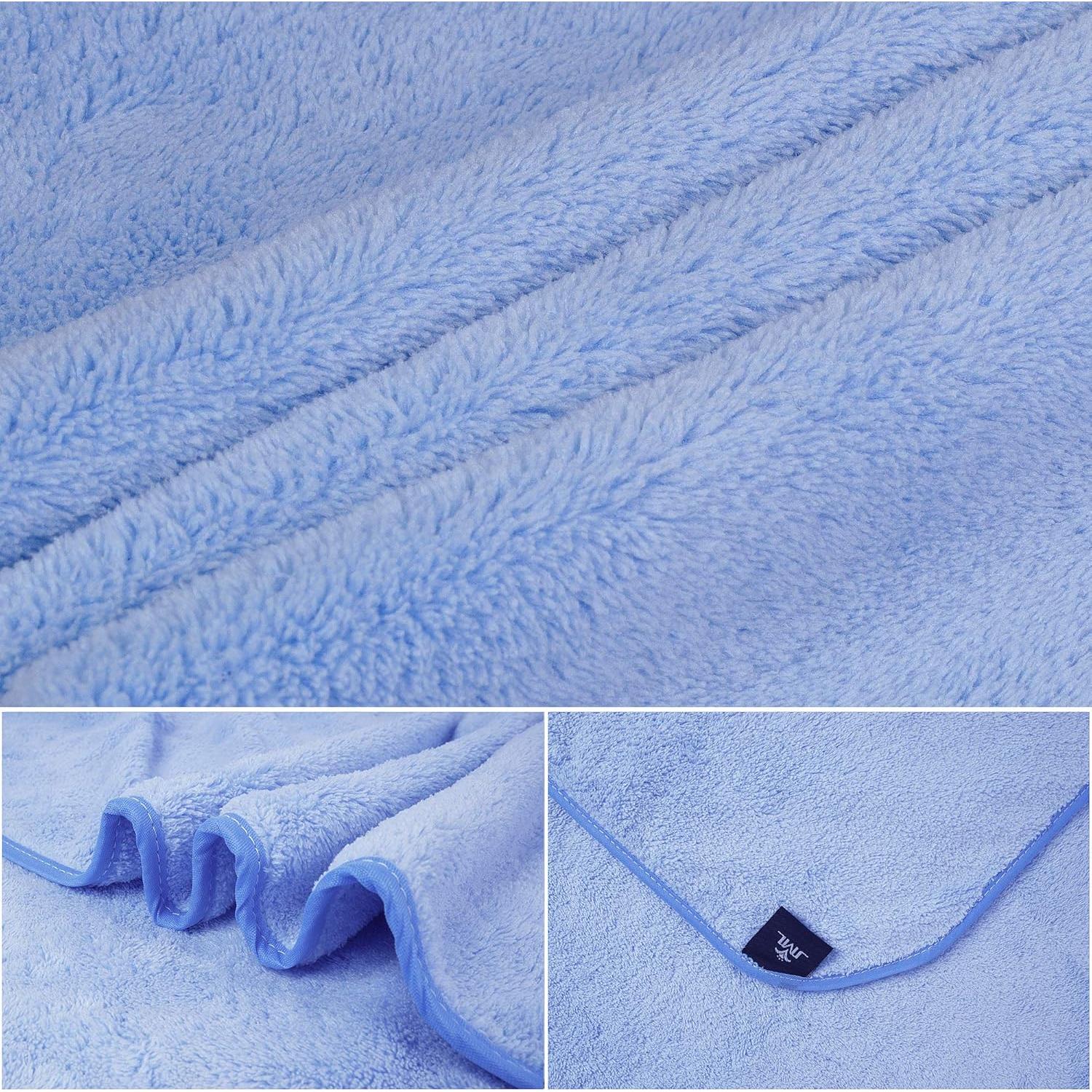 Juego de Toallas de Baño JML Fleece Coral Azul 76x152cm - 2 Unidades