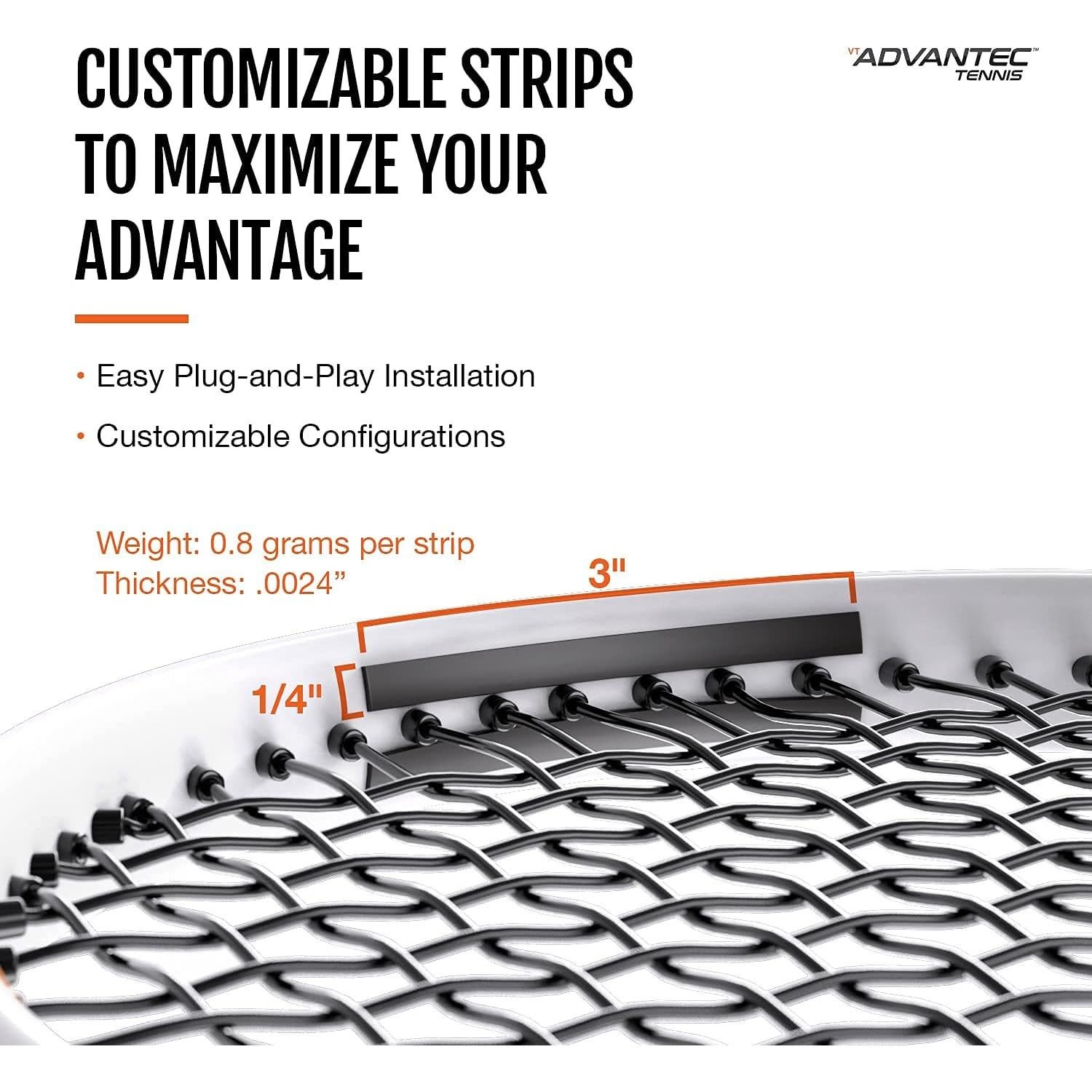 Tiras Anti-Vibración VT Advantec para Raqueta de Tenis - Paquete de 4