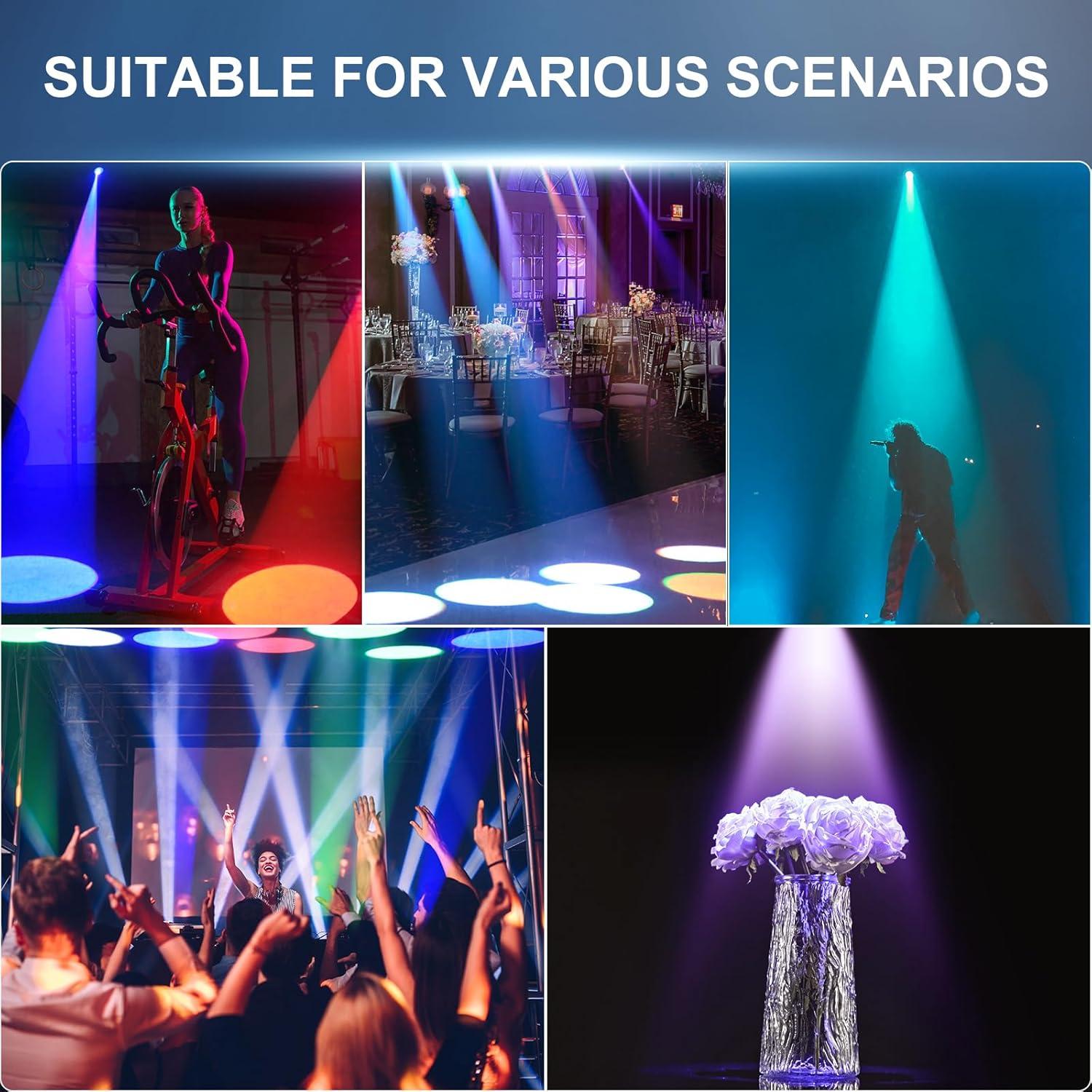 Mini Pinspot LED RGBW 10W Queenfavor - Luz Inalámbrica para Fiesta