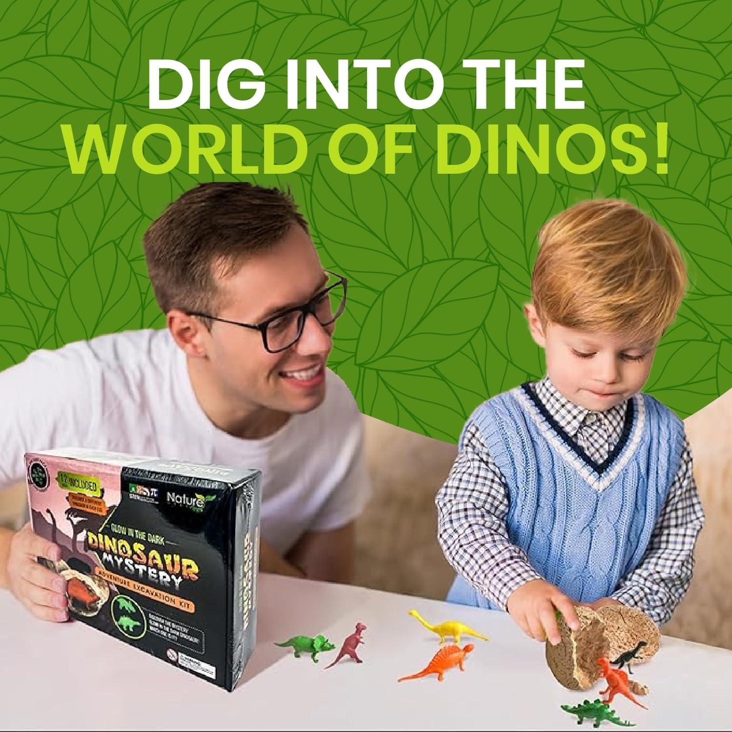 Kit de Excavación de Dinosaurios Nature Gear - 12 Huevos Brillantes