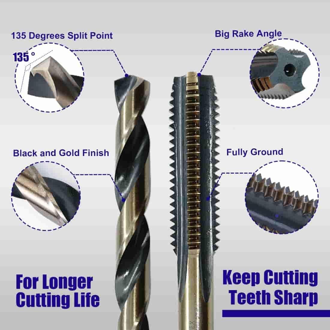 Juego de 18 Piezas de Brocas y Machos JEFE HEX Métricos