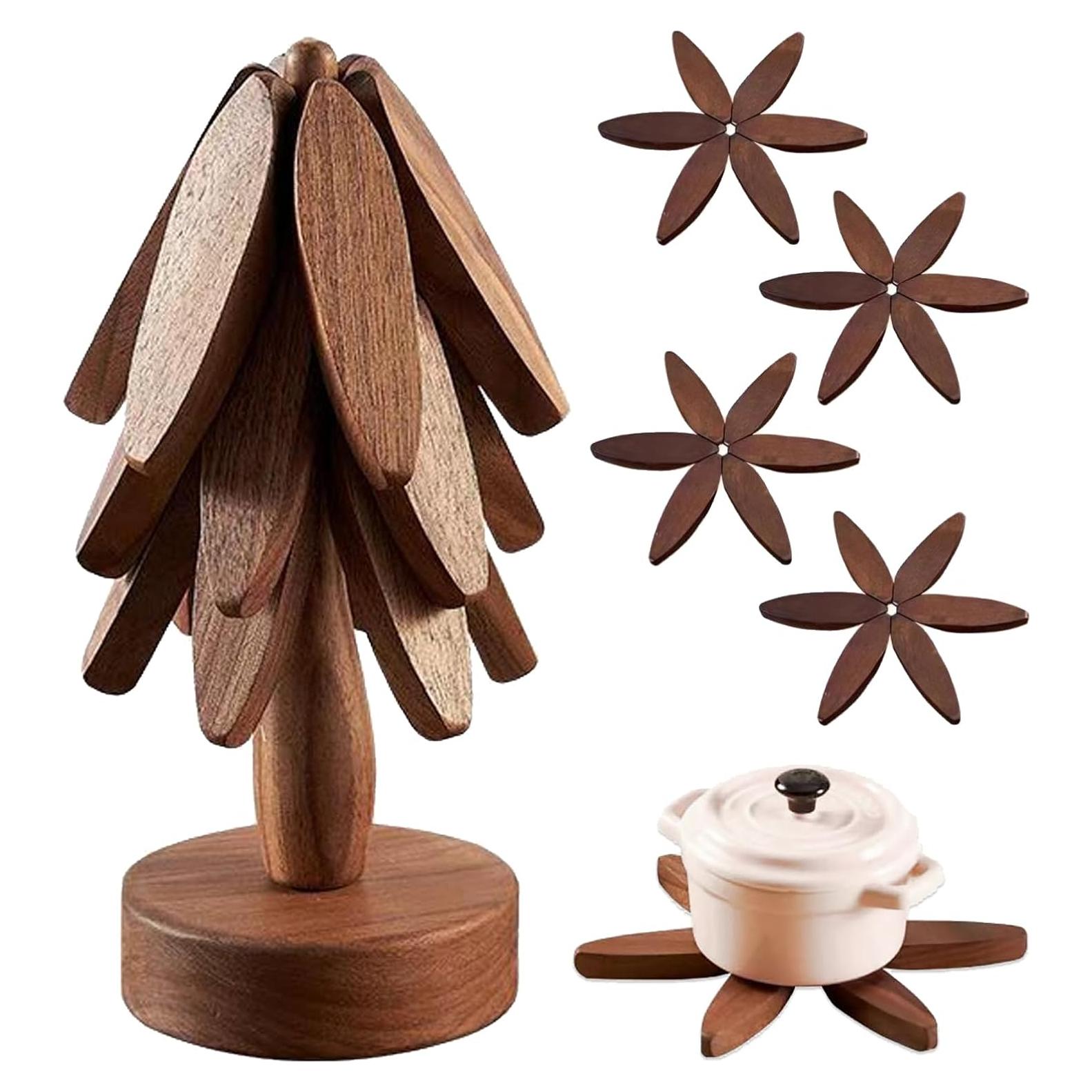 Juego de Trivetes de Madera SpaLoo en Forma de Árbol - 4 Piezas