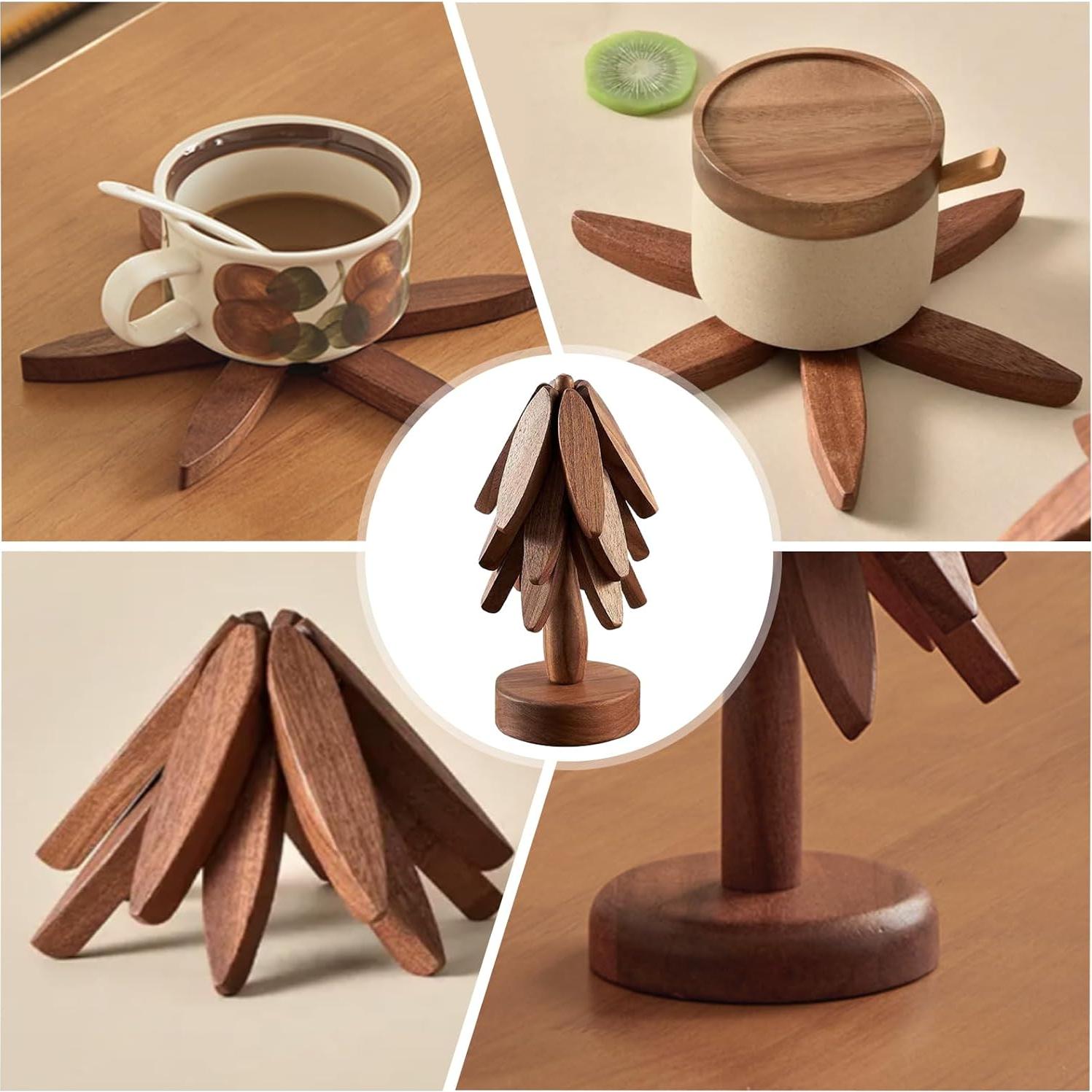 Juego de Trivetes de Madera SpaLoo en Forma de Árbol - 4 Piezas