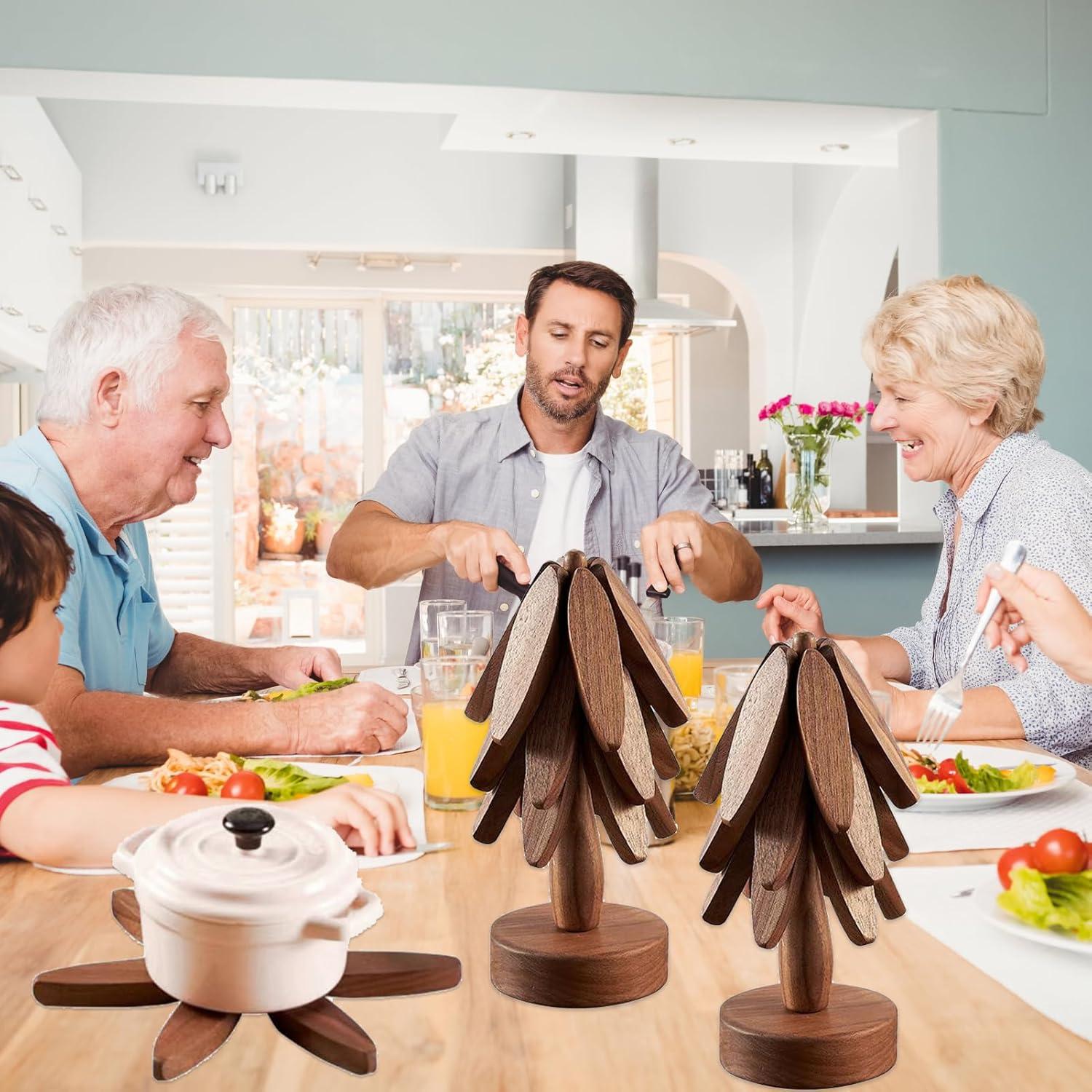 Juego de Trivetes de Madera SpaLoo en Forma de Árbol - 4 Piezas