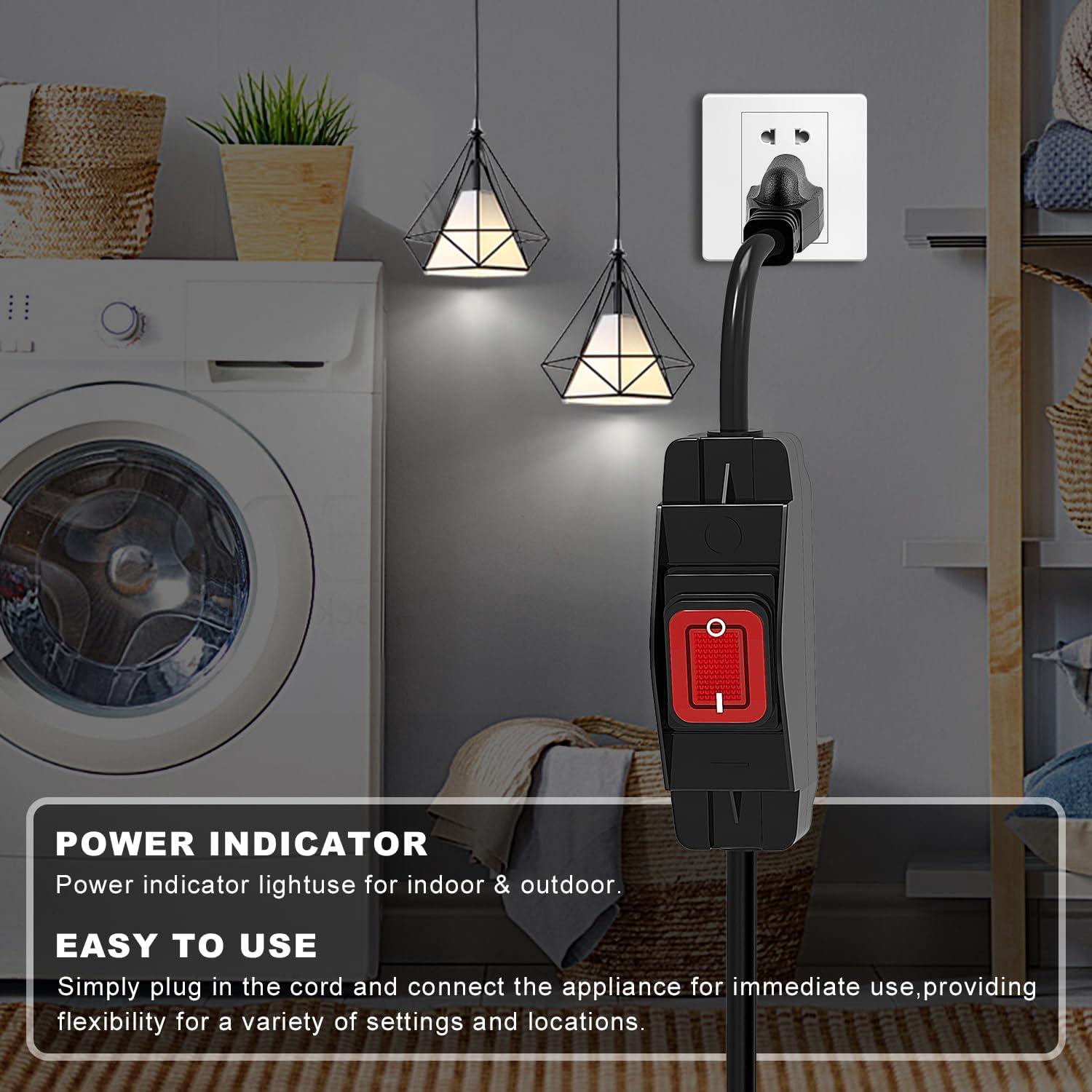Cable de Extensión Exterior 1.83m Delgada con Interruptor 15A