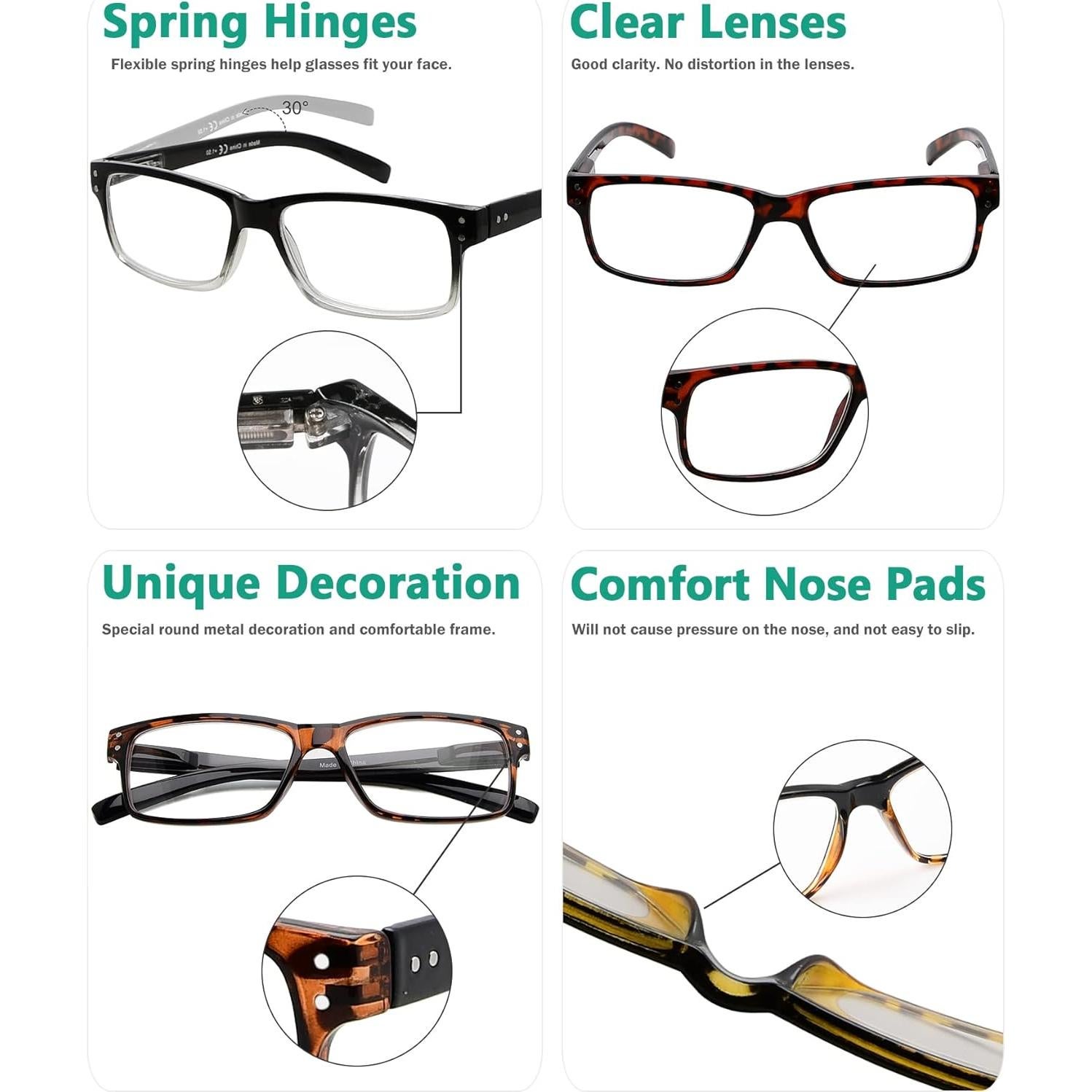 Gafas de Lectura Eyekepper 5 Paquete Clásicas para Hombres