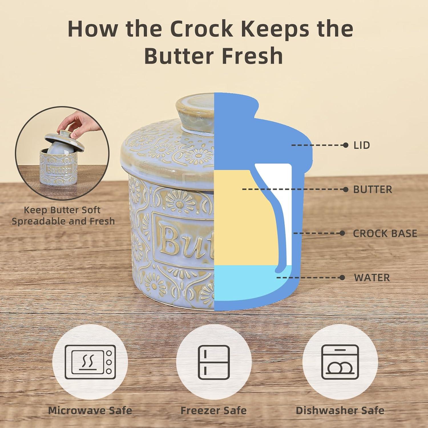 Crock de Mantequilla Cerámica Denovin 190g Azul Claro