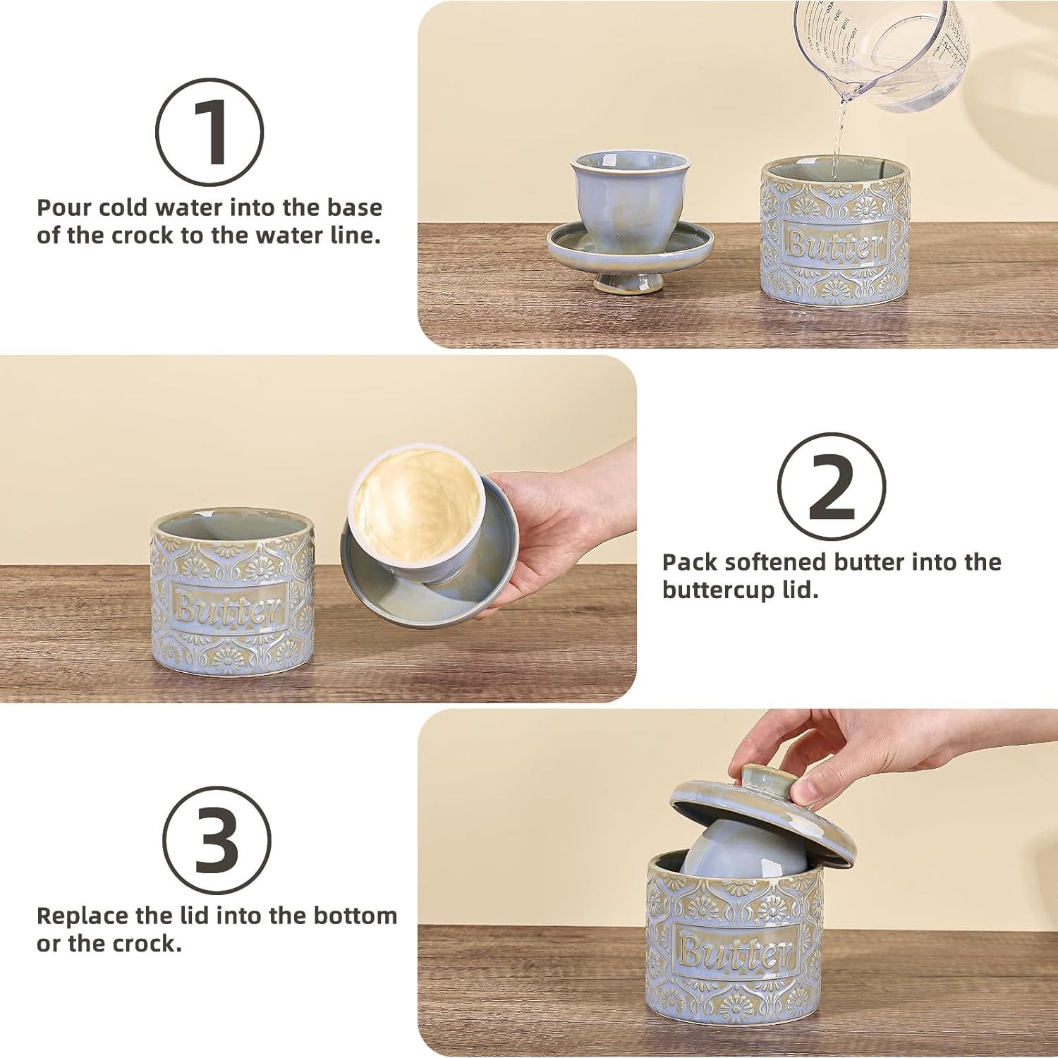 Crock de Mantequilla Cerámica Denovin 190g Azul Claro