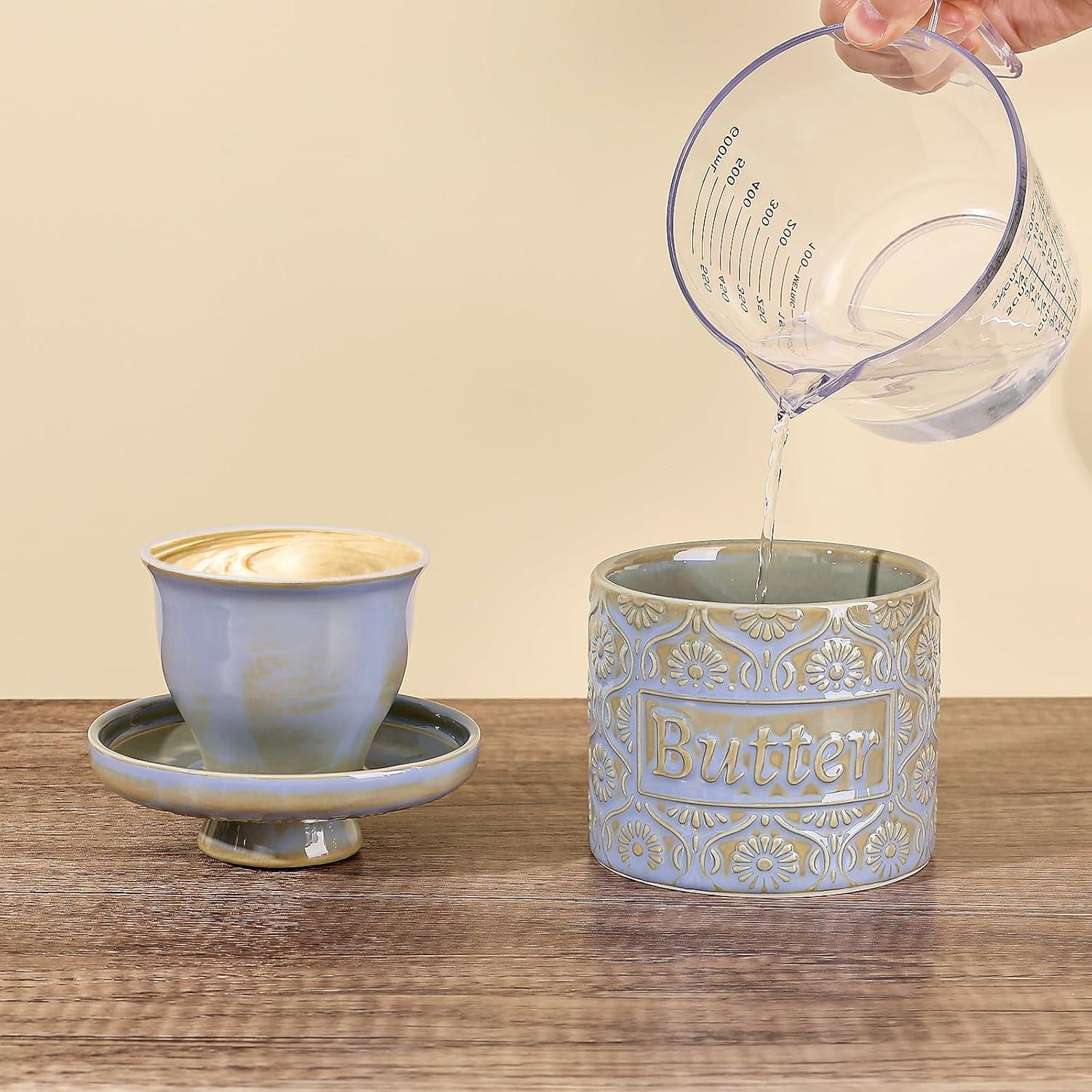 Crock de Mantequilla Cerámica Denovin 190g Azul Claro