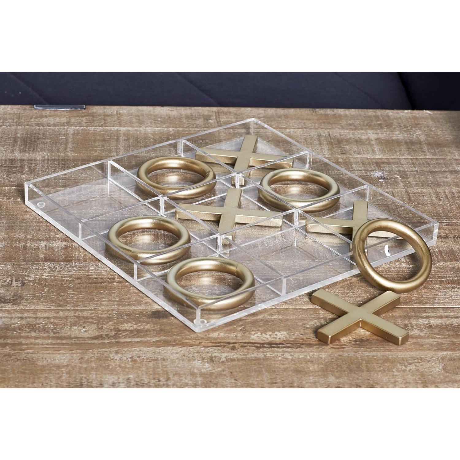 Juego de Tic Tac Toe Deco 79 Dorado 30.48 cm x 2.54 cm