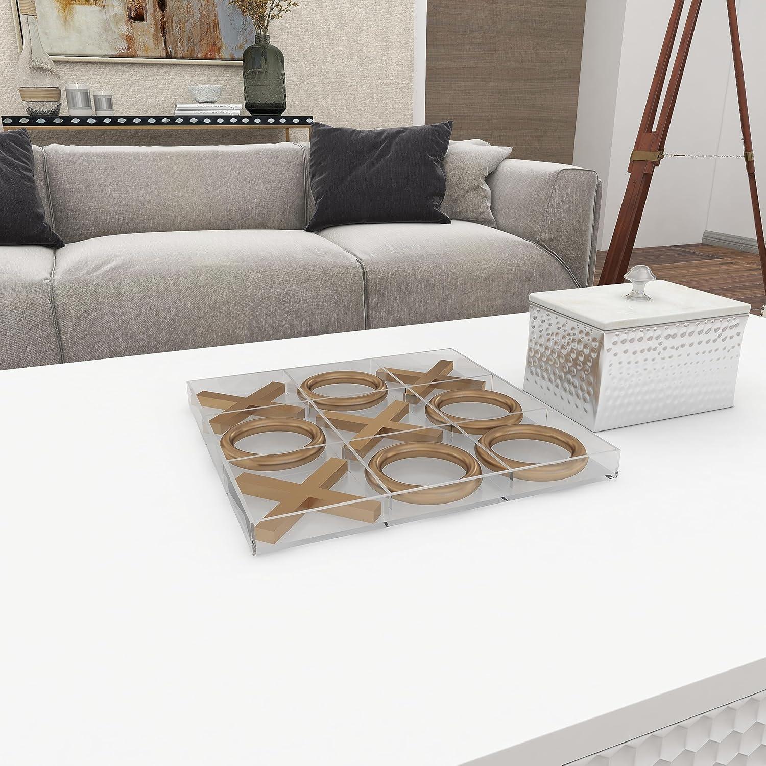 Juego de Tic Tac Toe Deco 79 Dorado 30.48 cm x 2.54 cm