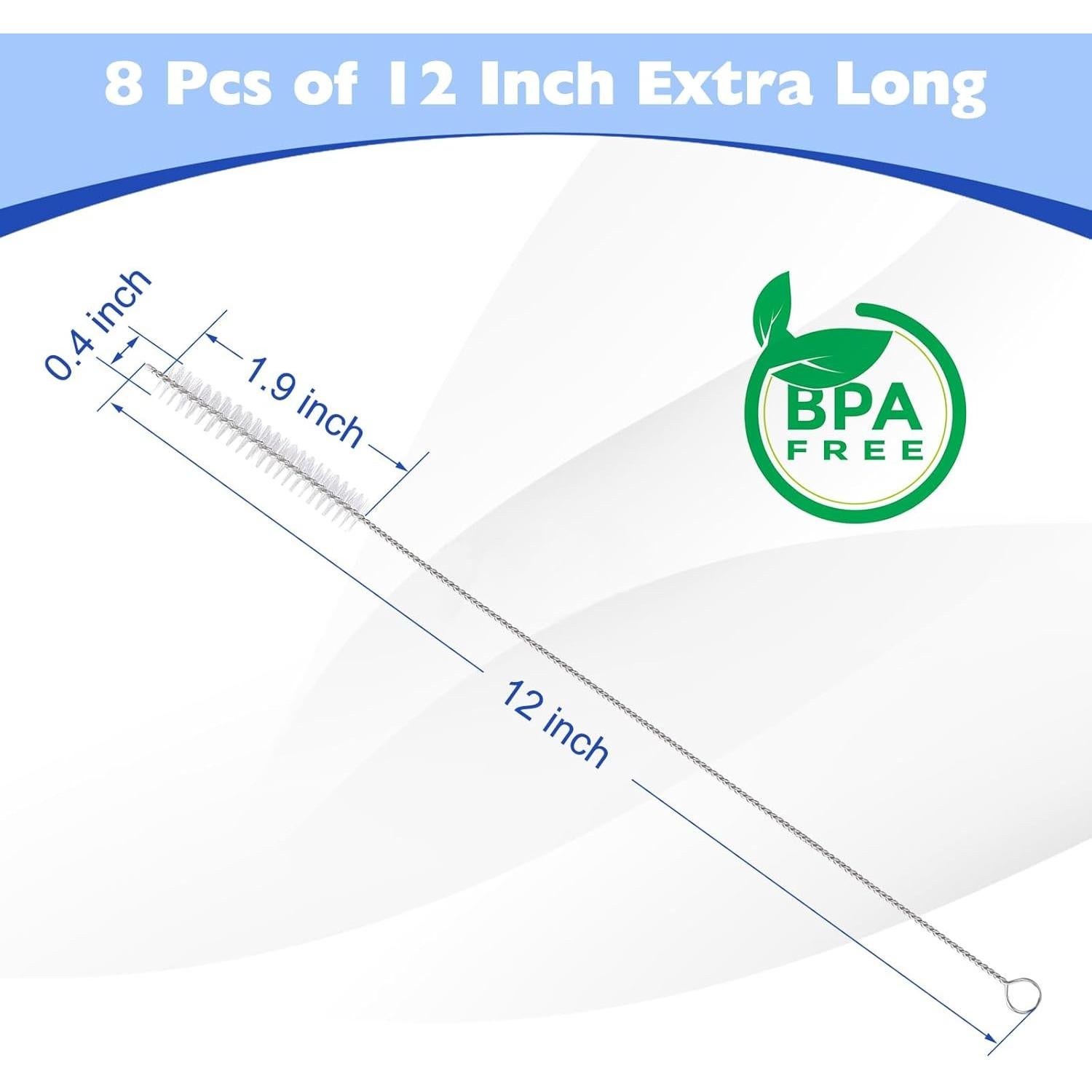 Set de 8 Cepillos Limpiadores para Popotes YINCL - Acero Inoxidable