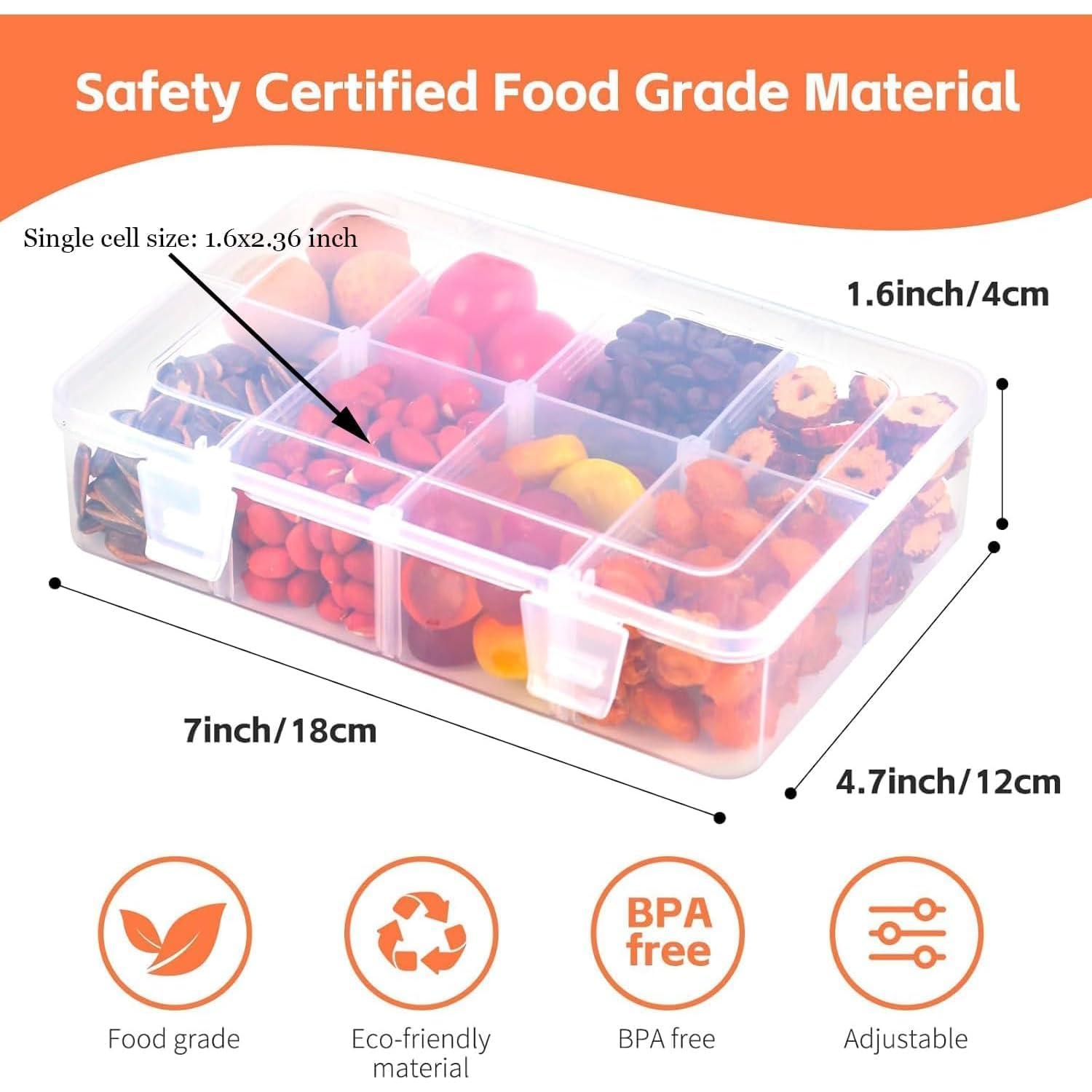 Contenedor de Snacks AQSXO 2 Pcs 8 Compartimentos 284g