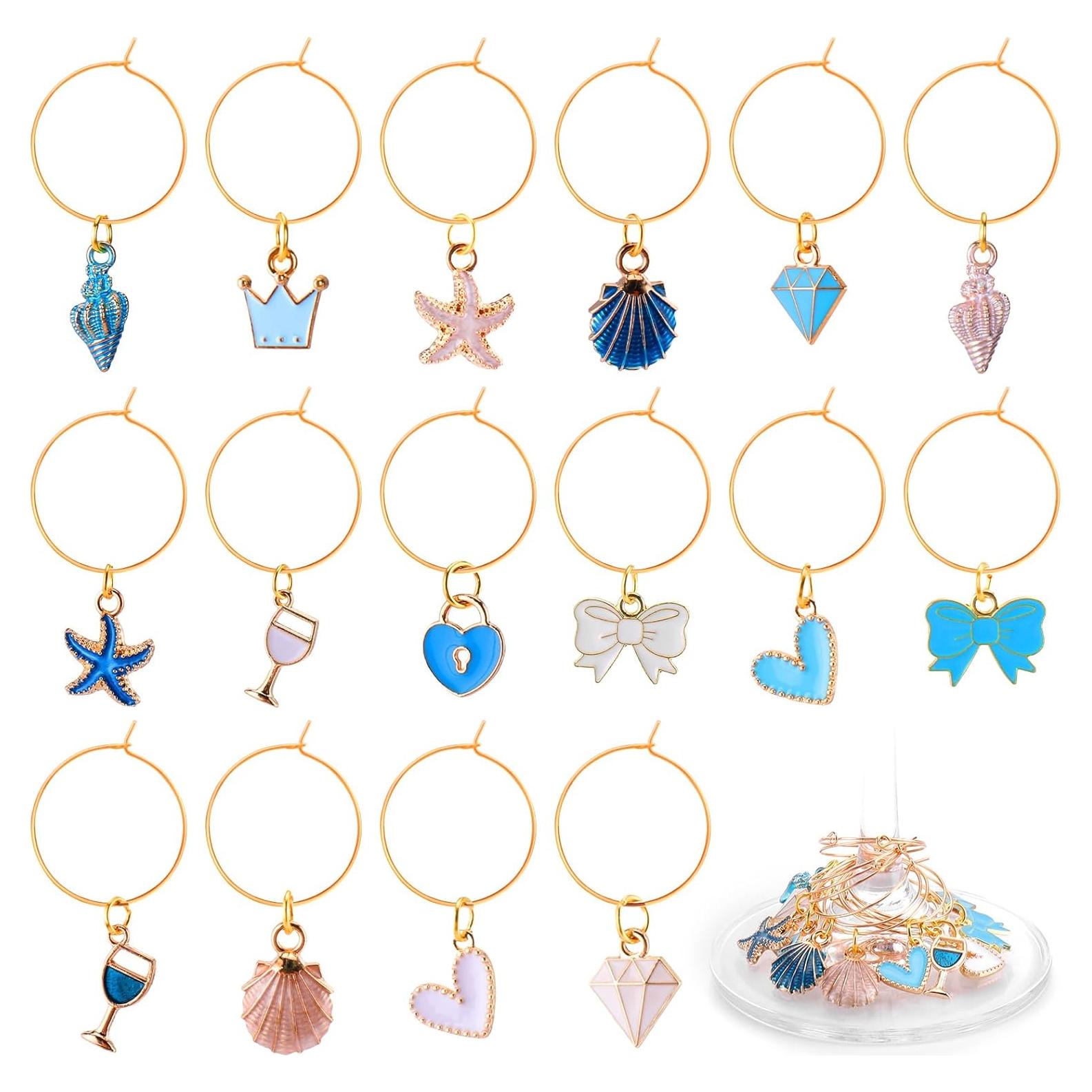 Encantos para Copas de Vino AIERSA - 16 Marcadores Dorados