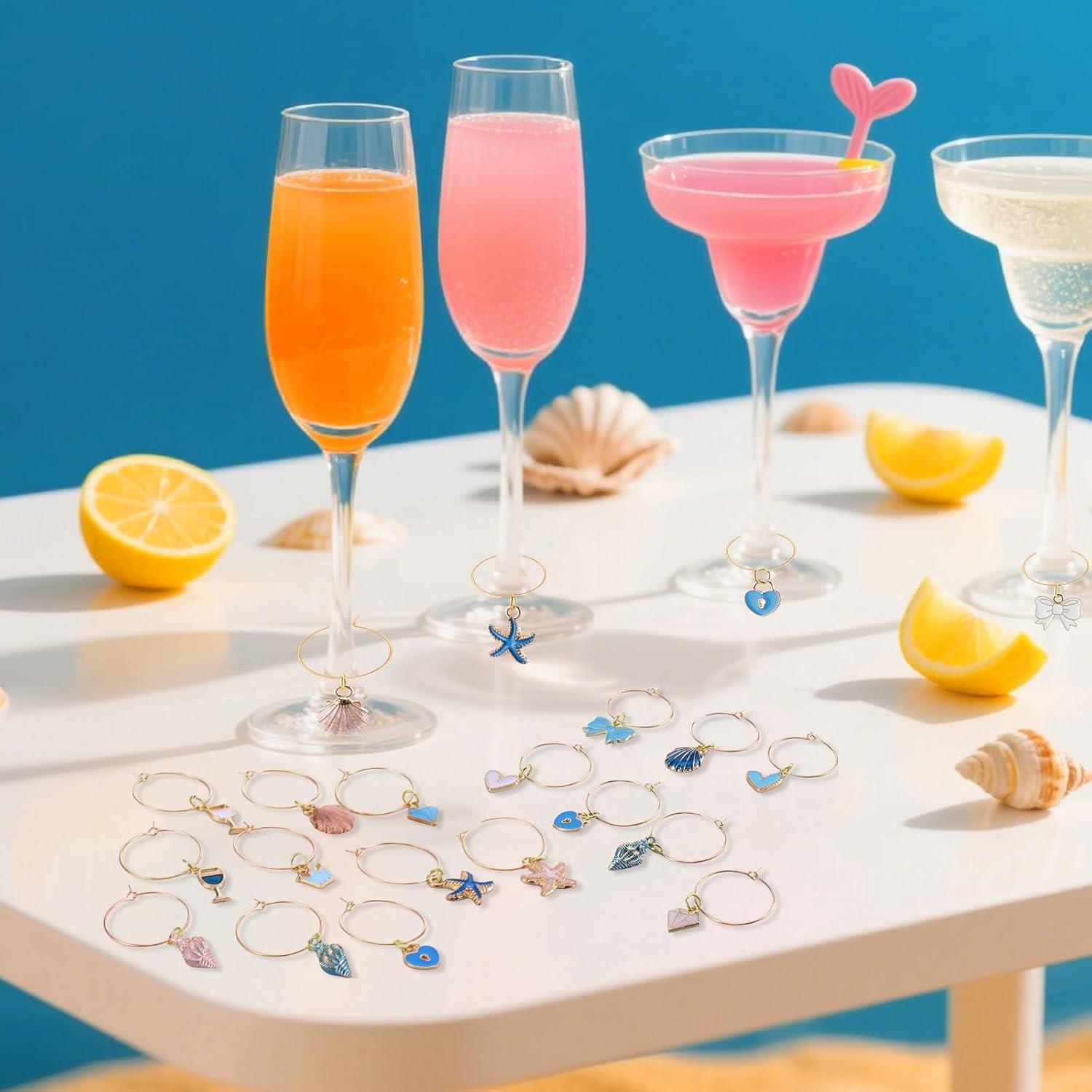 Encantos para Copas de Vino AIERSA - 16 Marcadores Dorados