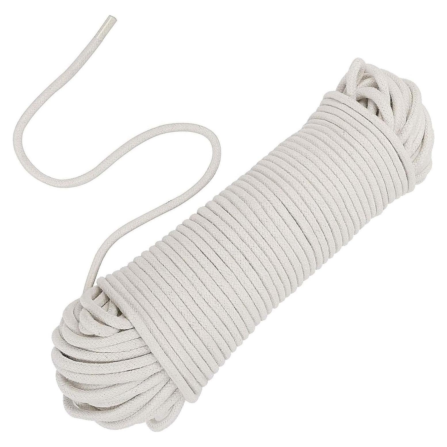 Cuerda de Algodón Natural ZOENHOU 50 m 6.35 mm Blanca