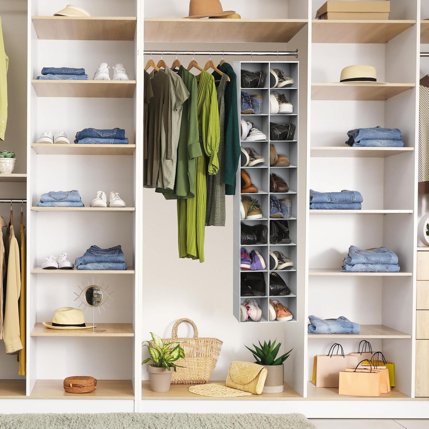 Organizador Colgante para Closet Simple Houseware 20 Secciones Gris