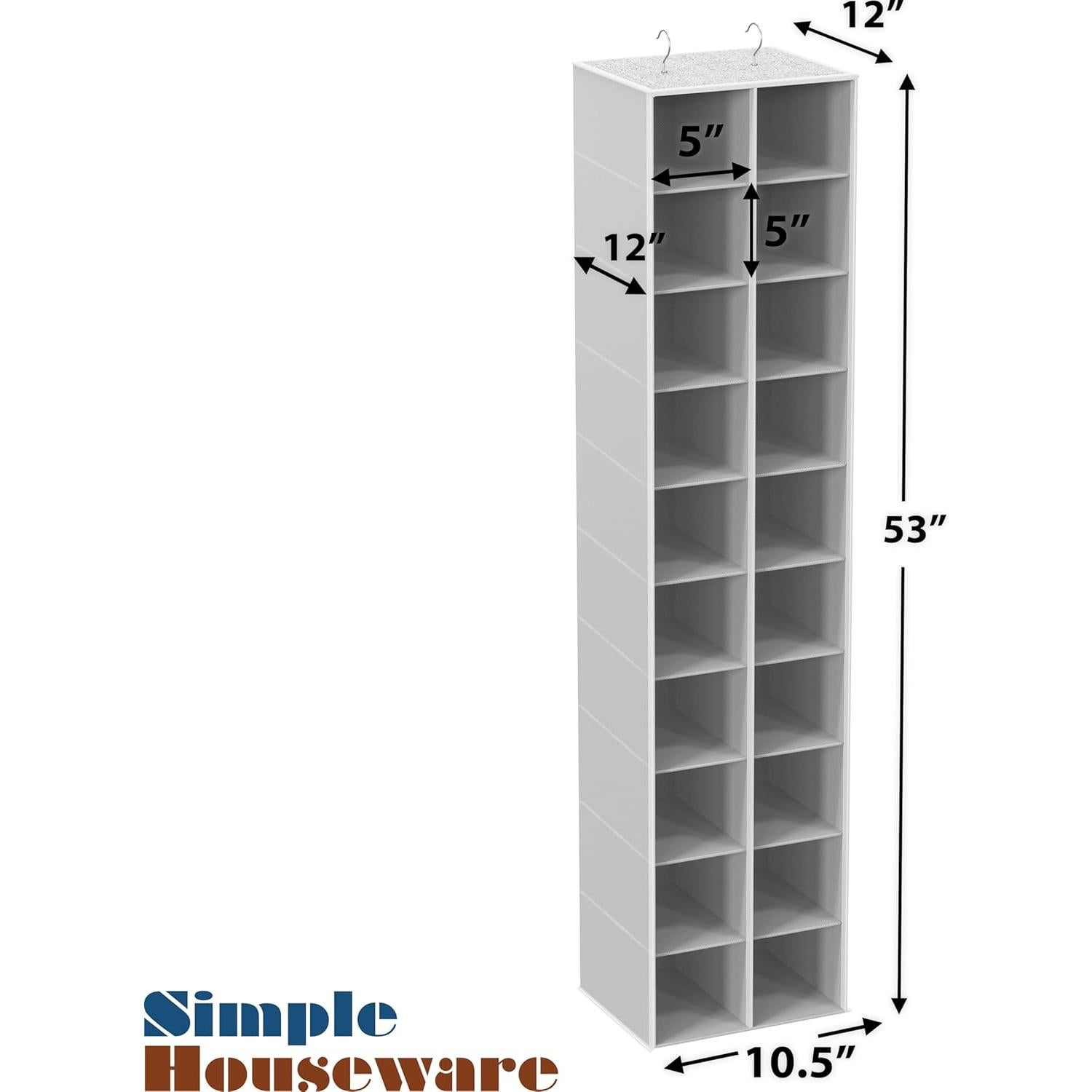 Organizador Colgante para Closet Simple Houseware 20 Secciones Gris