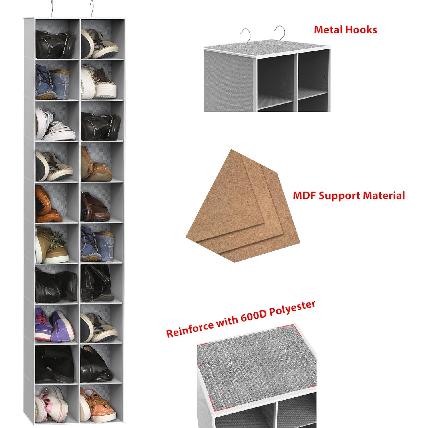Organizador Colgante para Closet Simple Houseware 20 Secciones Gris